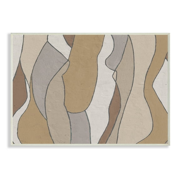 Stupell Industries Abstract Curved Body Shapes Brown Beige Neutral Abstract Painting Unframed Art Print Wall Art, 13 x 19