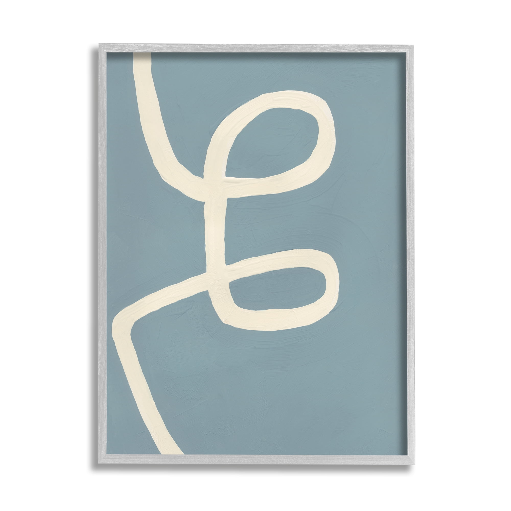 Stupell Industries Abstract Curved Line Off-White over Blue Graphic Art Gray Framed Art Print Wall Art, 11x14, by Bronwyn Baker