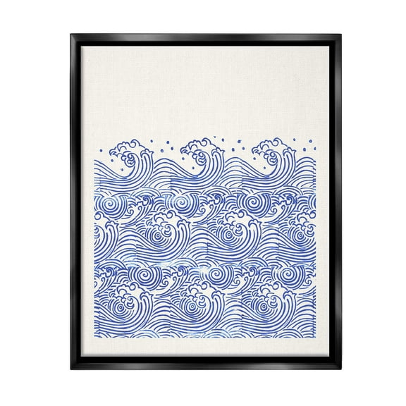 Stupell Industries Abstract Curving Waves Abstract Painting Black Floater Framed Canvas Art Print Wall Art, 17 x 21