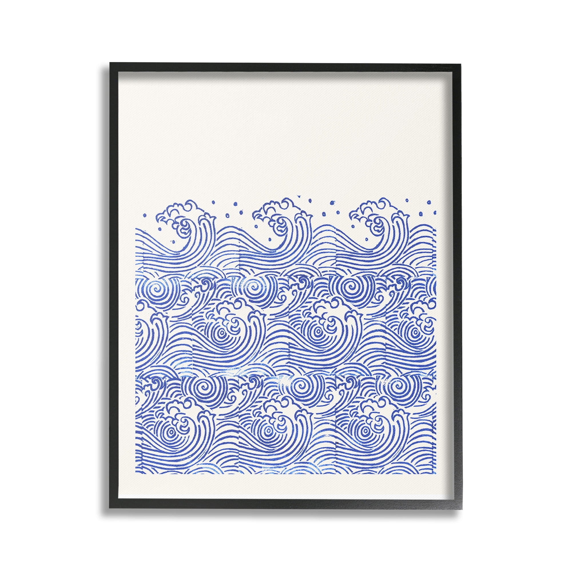 Stupell Industries Abstract Curving Waves Abstract Painting Black Framed Art Print Wall Art, 16 x 20