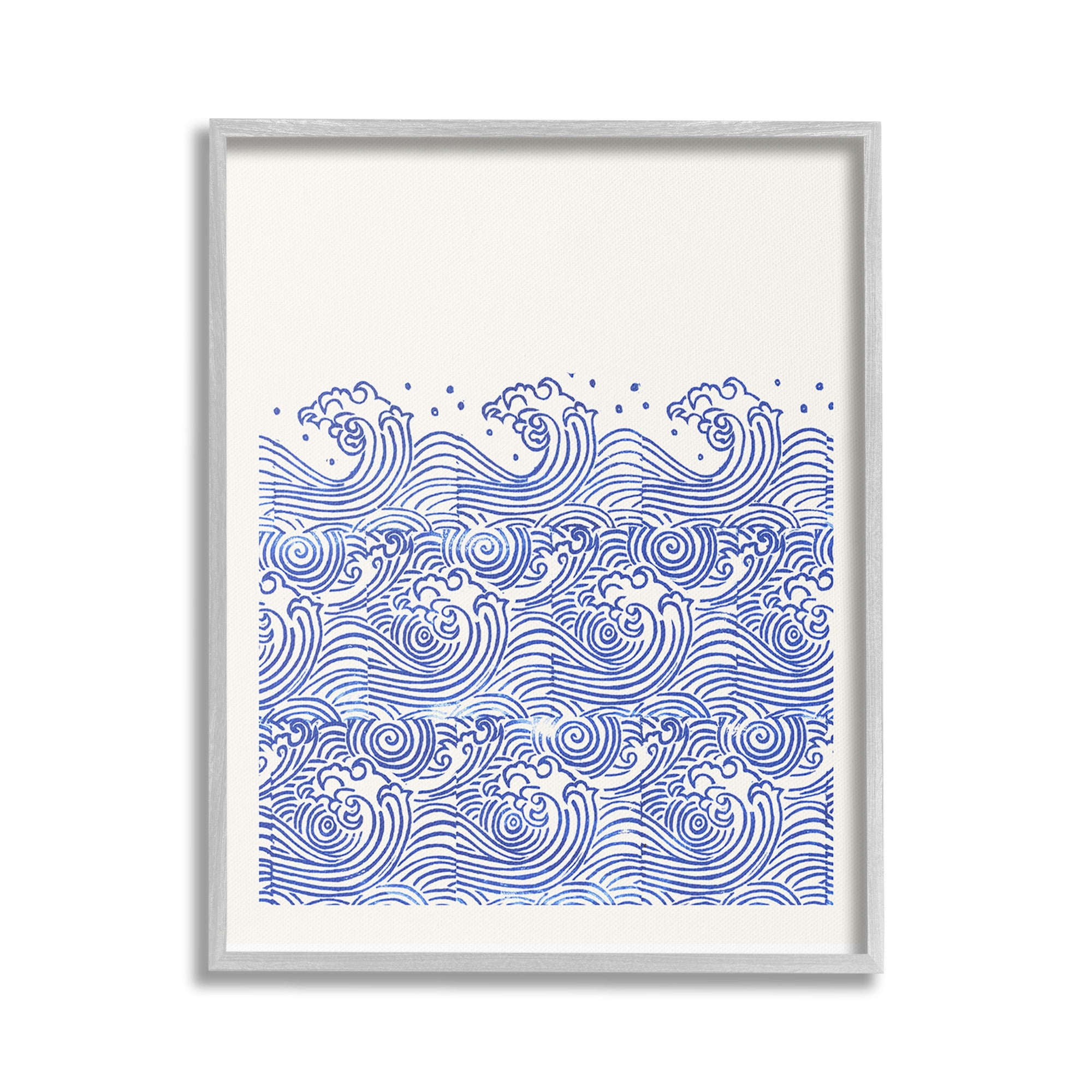 Stupell Industries Abstract Curving Waves Abstract Painting Gray Framed Art Print Wall Art, 16 x 20