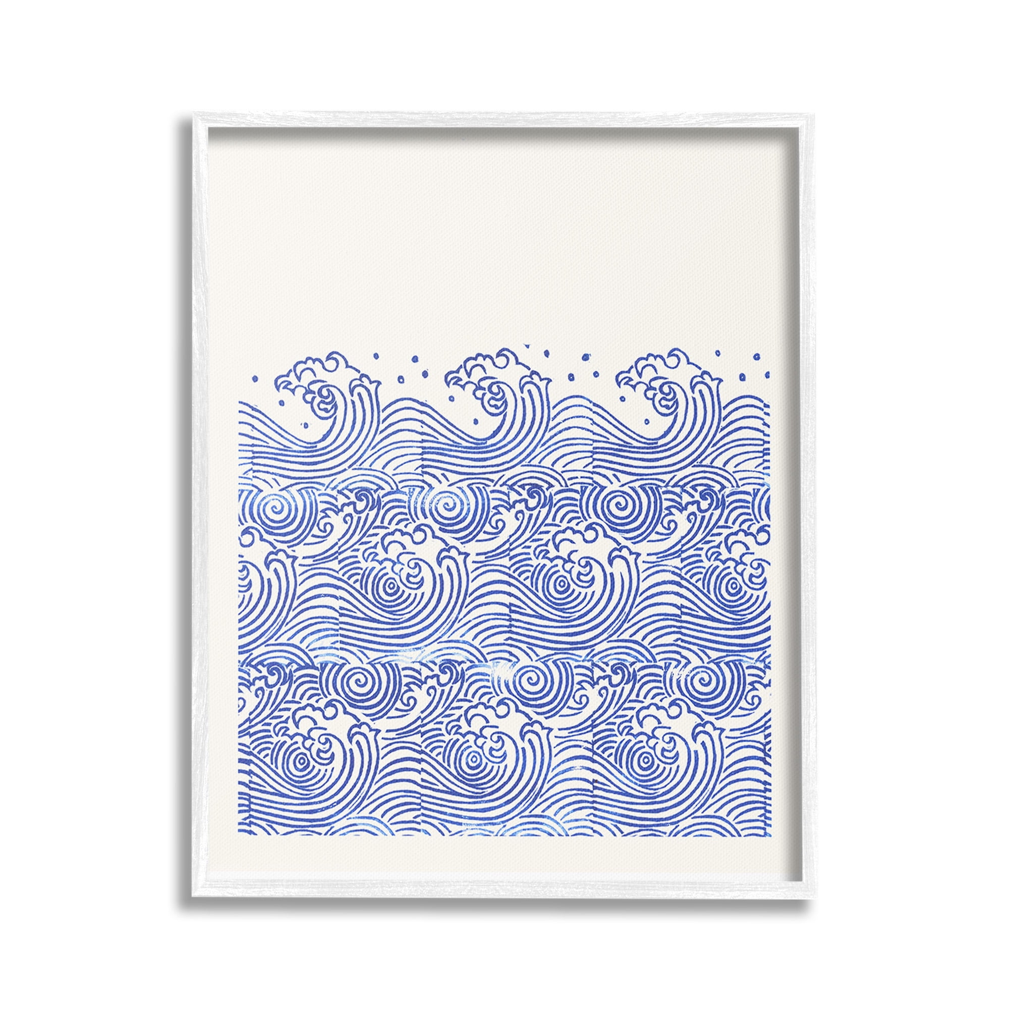 Stupell Industries Abstract Curving Waves Abstract Painting White Framed Art Print Wall Art, 24 x 30