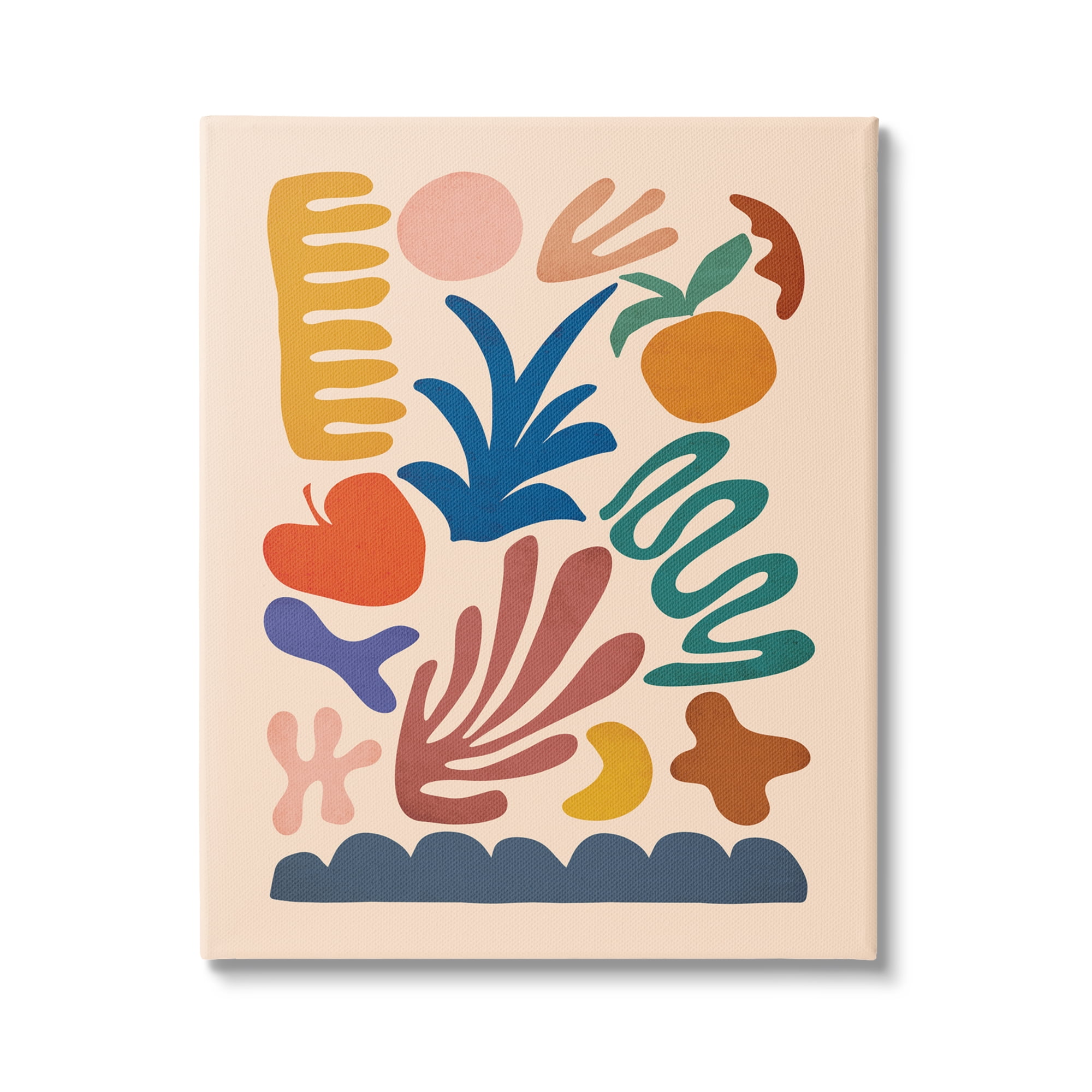 Stupell Industries Abstract Cutout Fruit Plant Shapes Geometric Botanicals Graphic Art Gallery Wrapped Canvas Print Wall Art, Design by JJ Design House LLC