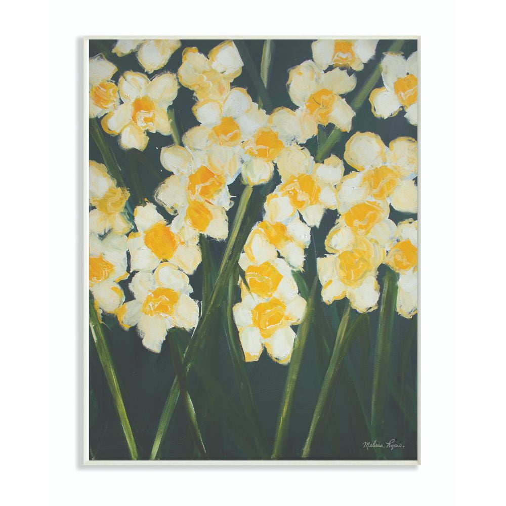 Stupell Industries Abstract Daffodil Flowers Yellow Green Painting Wall Plaque Art by Melissa Lyons