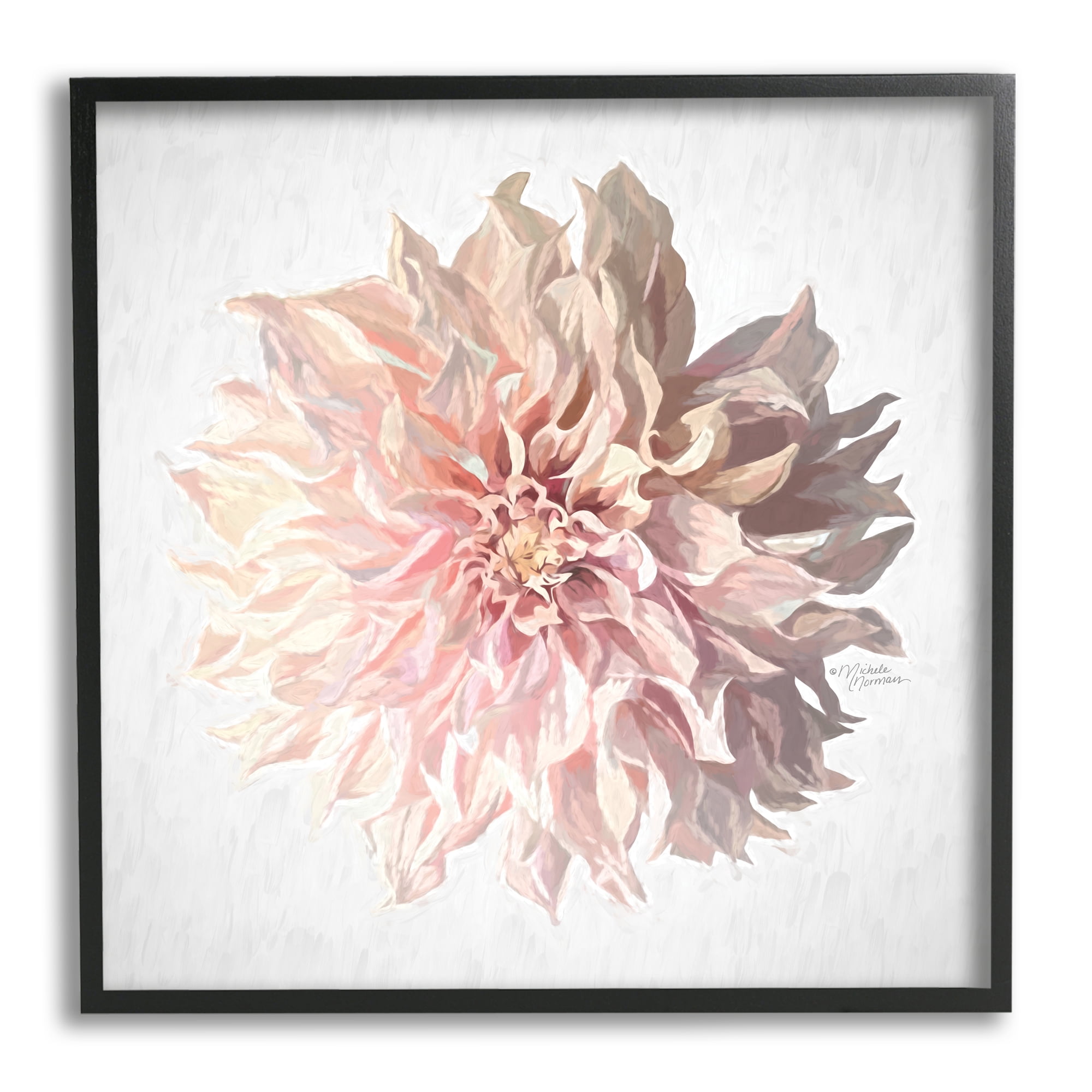 Stupell Industries Abstract Dahlia Flower Blossom Pink Sunlit Petals Painting Black Framed Art Print Wall Art, Design by Michele Norman