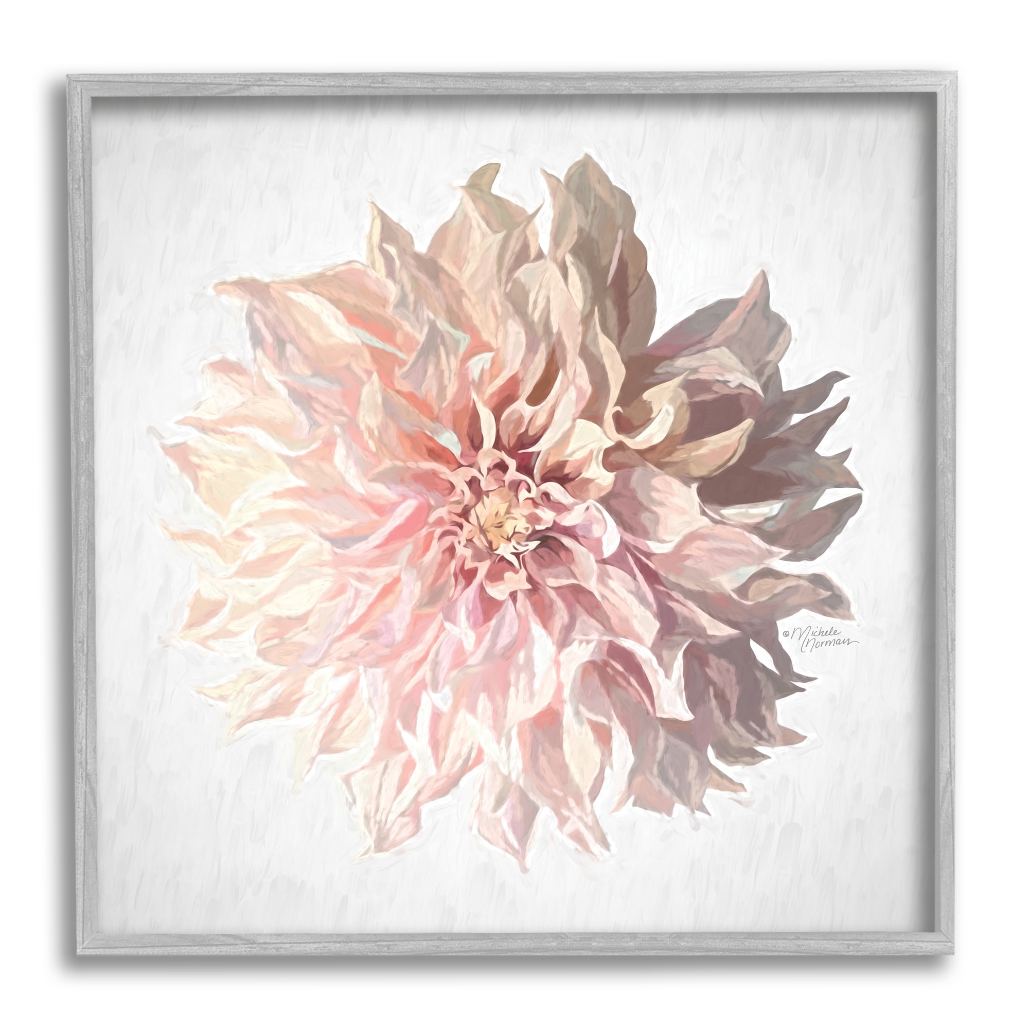 Stupell Industries Abstract Dahlia Flower Blossom Pink Sunlit Petals Painting Gray Framed Art Print Wall Art, Design by Michele Norman