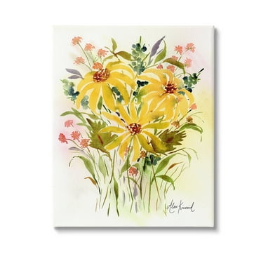 Stupell Industries Abstract Daisy Bunches Botanical & Floral Painting Gallery Wrapped Canvas Art Print Wall Art, 16 x 20