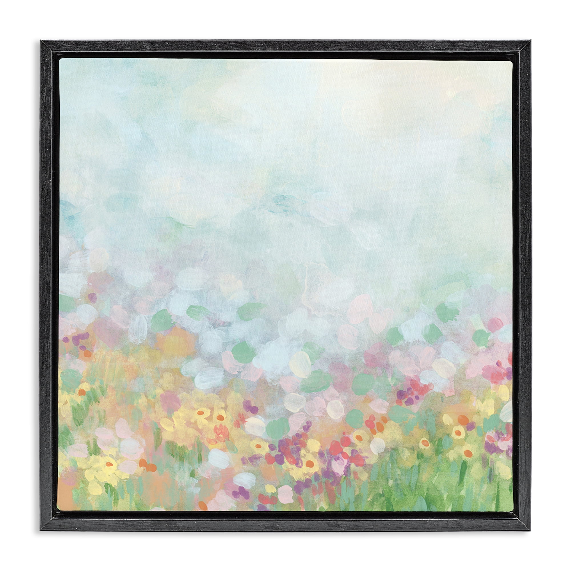Stupell Industries Abstract Daisy Field Abstract Painting Black Floater Framed Art Print Wall Art, 25 x 25