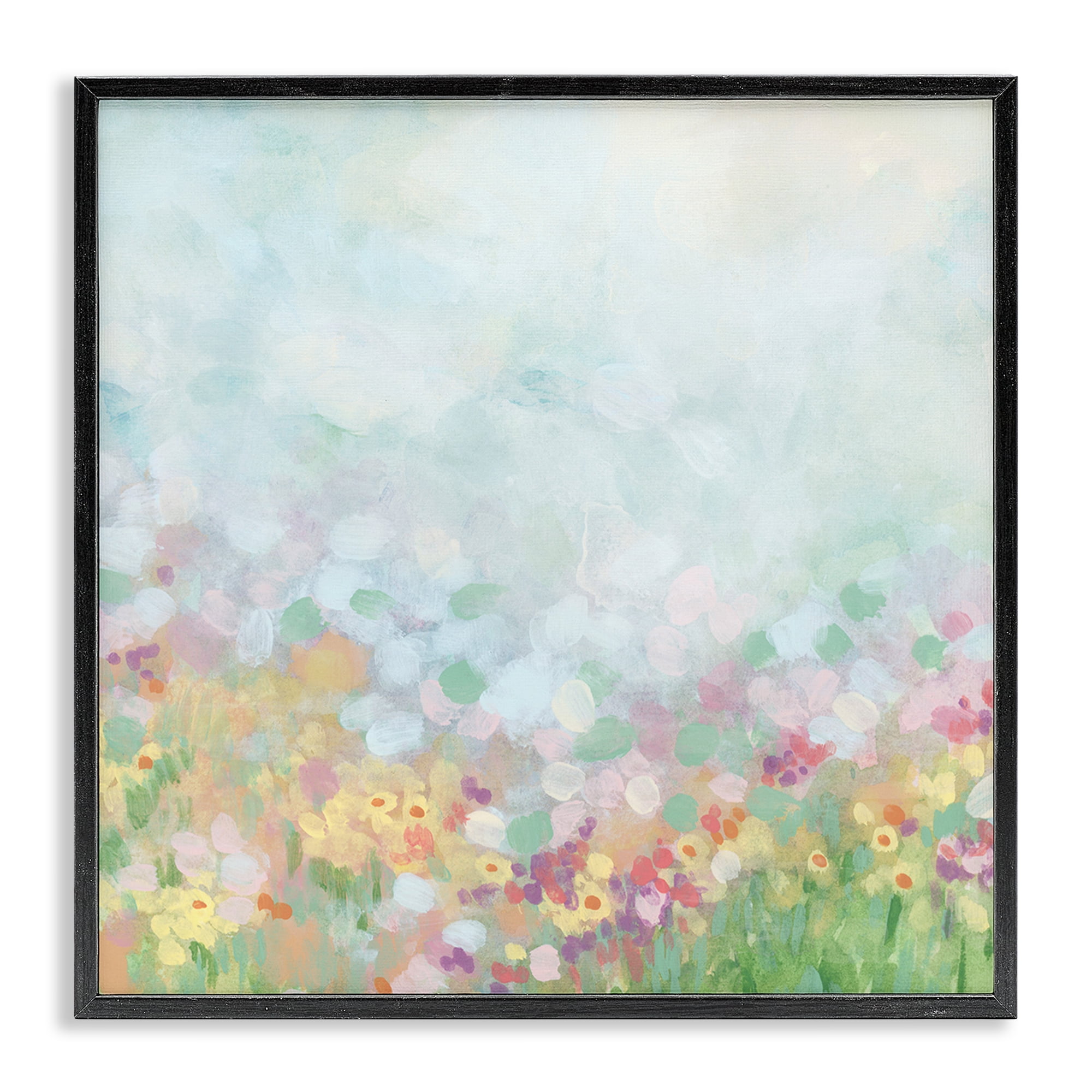 Stupell Industries Abstract Daisy Field Abstract Painting Black Framed Art Print Wall Art, 17 x 17