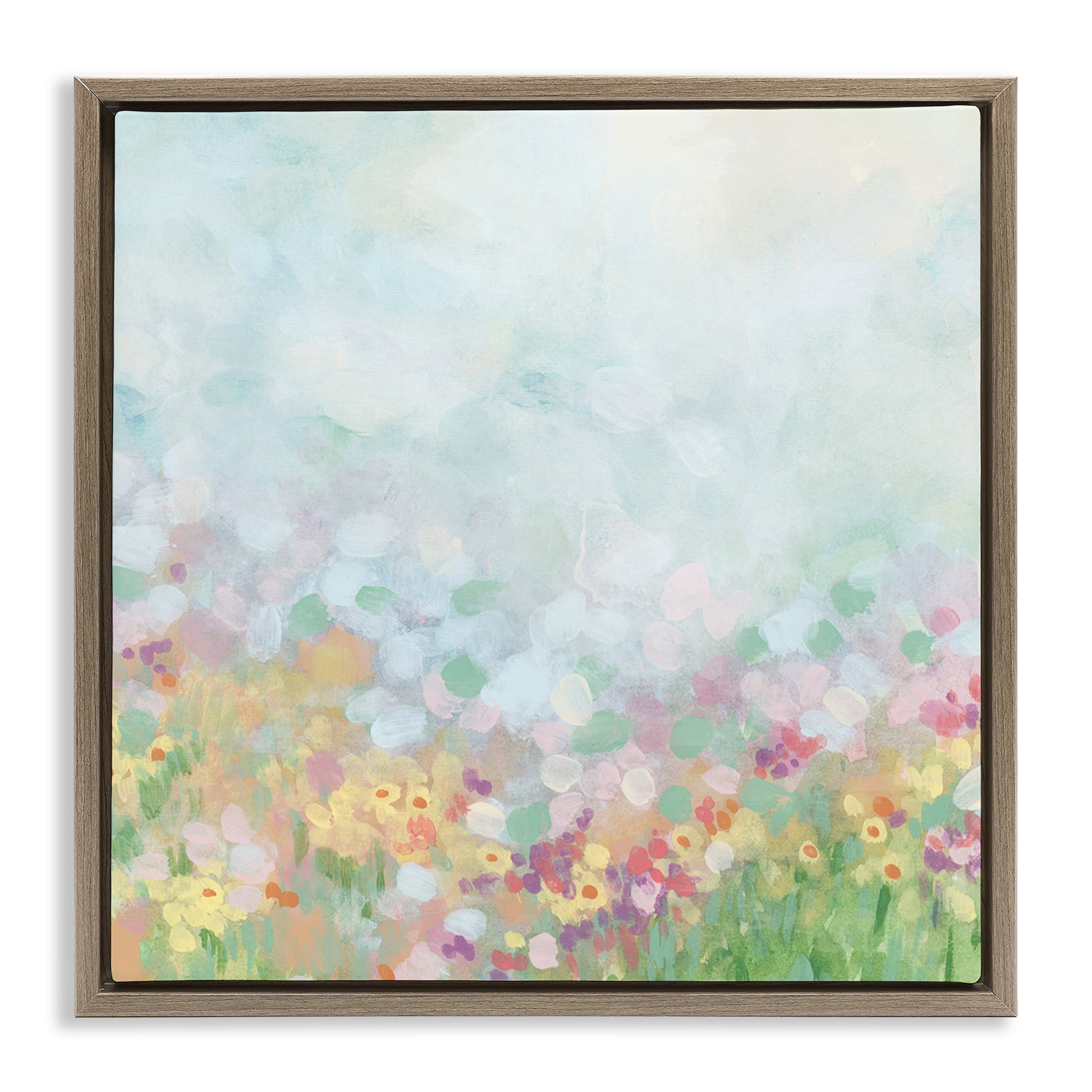 Stupell Industries Abstract Daisy Field Abstract Painting Brown Floater Framed Art Print Wall Art, 18 x 18