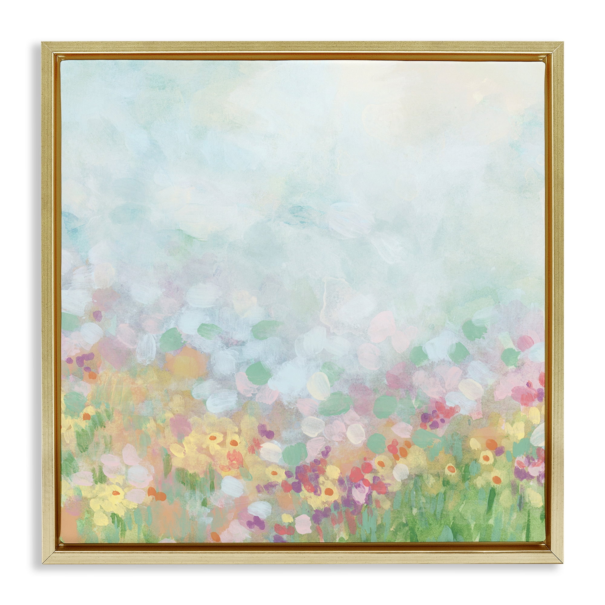 Stupell Industries Abstract Daisy Field Abstract Painting Gold Floater Framed Art Print Wall Art, 25 x 25