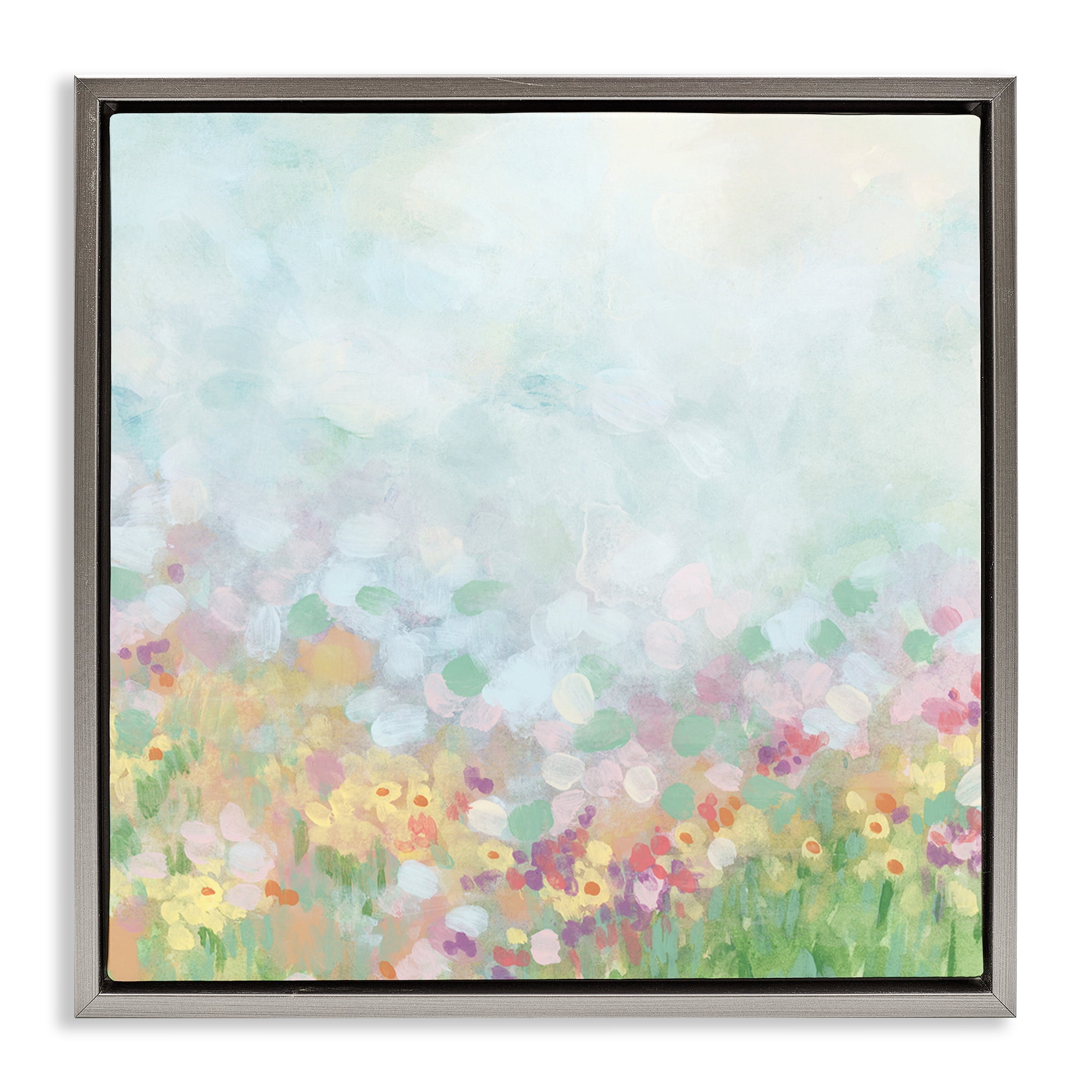 Stupell Industries Abstract Daisy Field Abstract Painting Gray Floater Framed Art Print Wall Art, 18 x 18