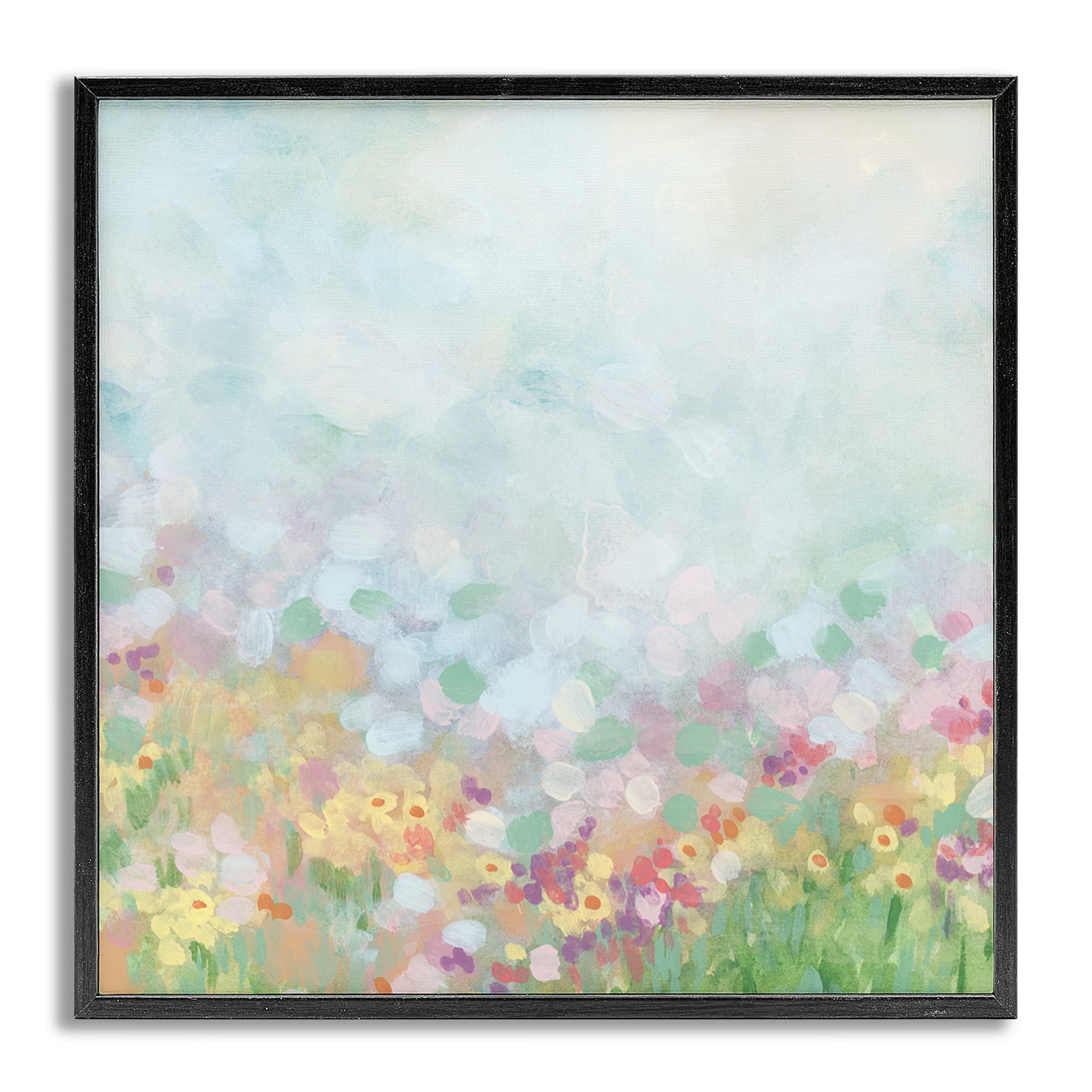 Stupell Industries Abstract Daisy Field Abstract Painting Gray Framed Art Print Wall Art, 17 x 17
