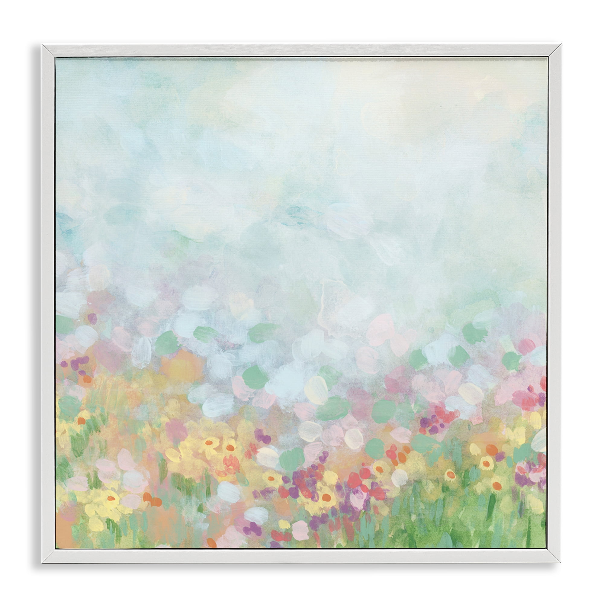 Stupell Industries Abstract Daisy Field Abstract Painting White Framed Art Print Wall Art, 12 x 12