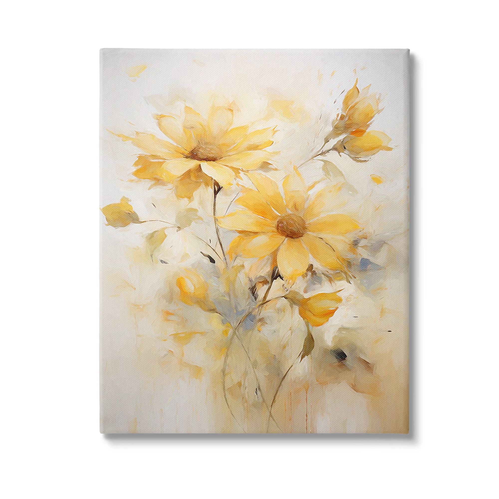 Stupell Industries Abstract Daisy Sprigs Botanical & Floral Painting Gallery Wrapped Canvas Art Print Wall Art, 24 x 30