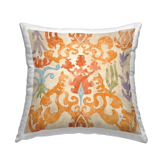 Stupell Industries Abstract Damask Orange Pattern Printed Throw Pillow Design by Evelia Designs