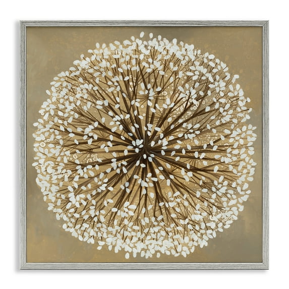 Stupell Industries Abstract Dandelion Flower Full Bloom Botanical & Floral Painting Gray Framed Art Print Wall Art, 24 x 24