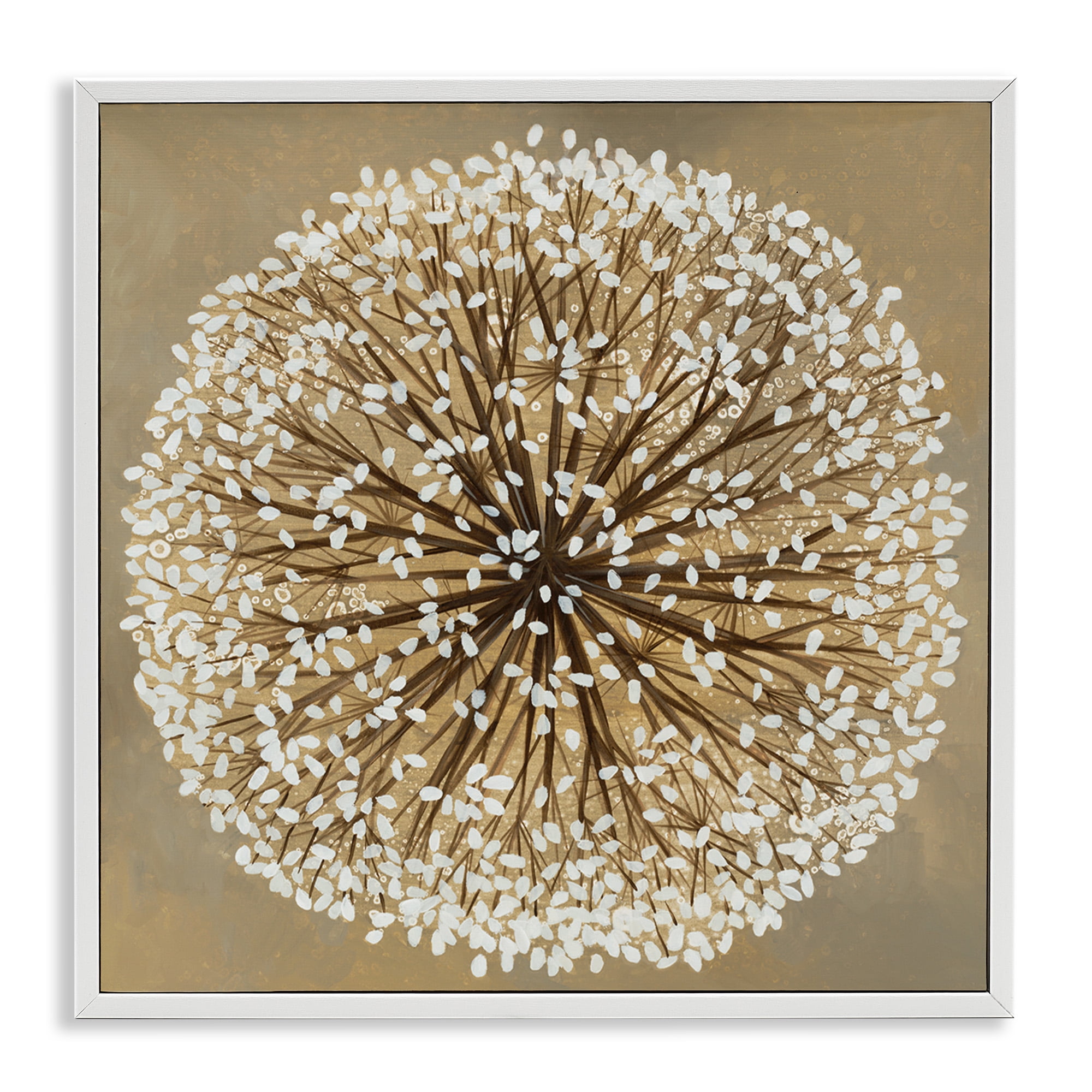 Stupell Industries Abstract Dandelion Flower Full Bloom Botanical & Floral Painting White Framed Art Print Wall Art, 17 x 17