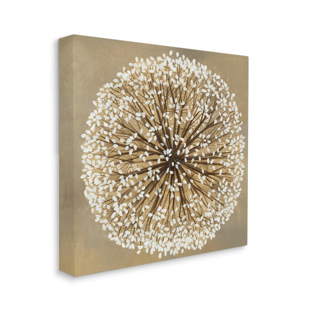 Stupell Industries Abstract Dandelion Flower Full Bloom Brown White Canvas Wall Art Design by Liz Jardine, 36" x 36"