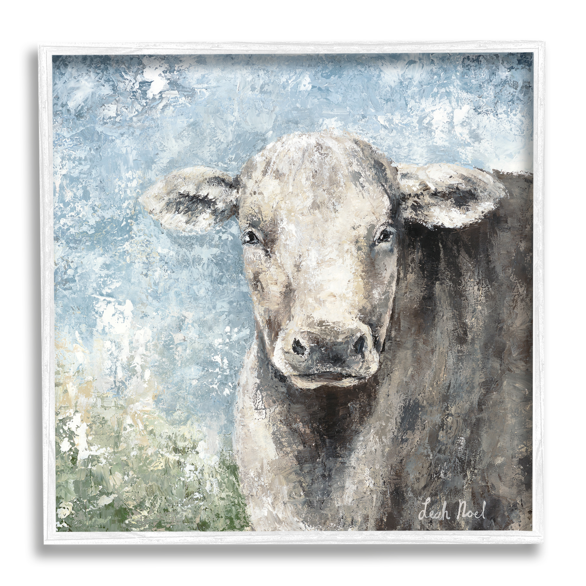 Stupell Industries Abstract Dappled Cow Portrait Animals & Insects Painting White Framed Art Print Wall Art, 12 x 12