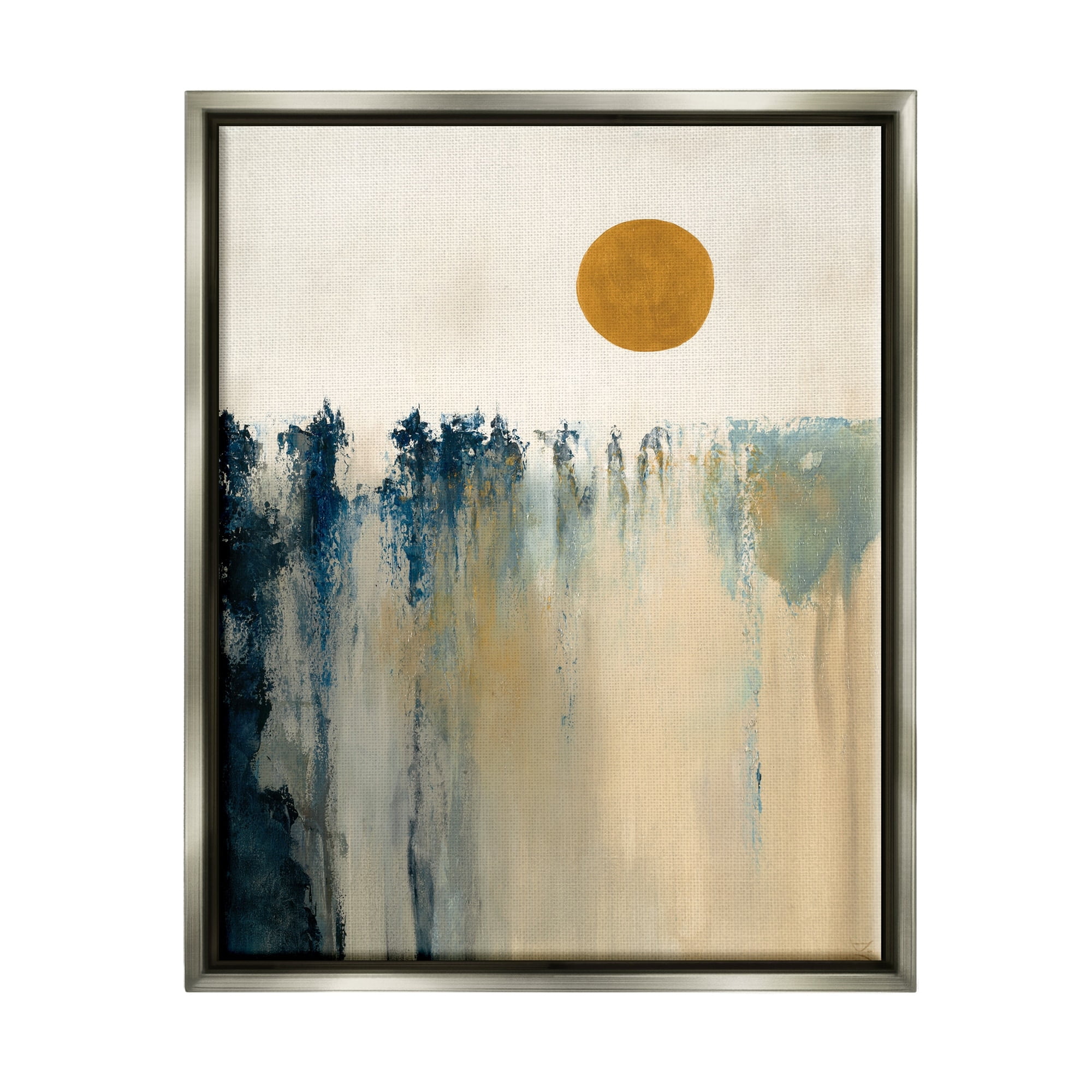 Stupell Industries Abstract Daytime Sun Landscape Fluid Shapes Design Luster Gray Framed Floating Canvas Wall Art, 16x20, by Dina D'Argo