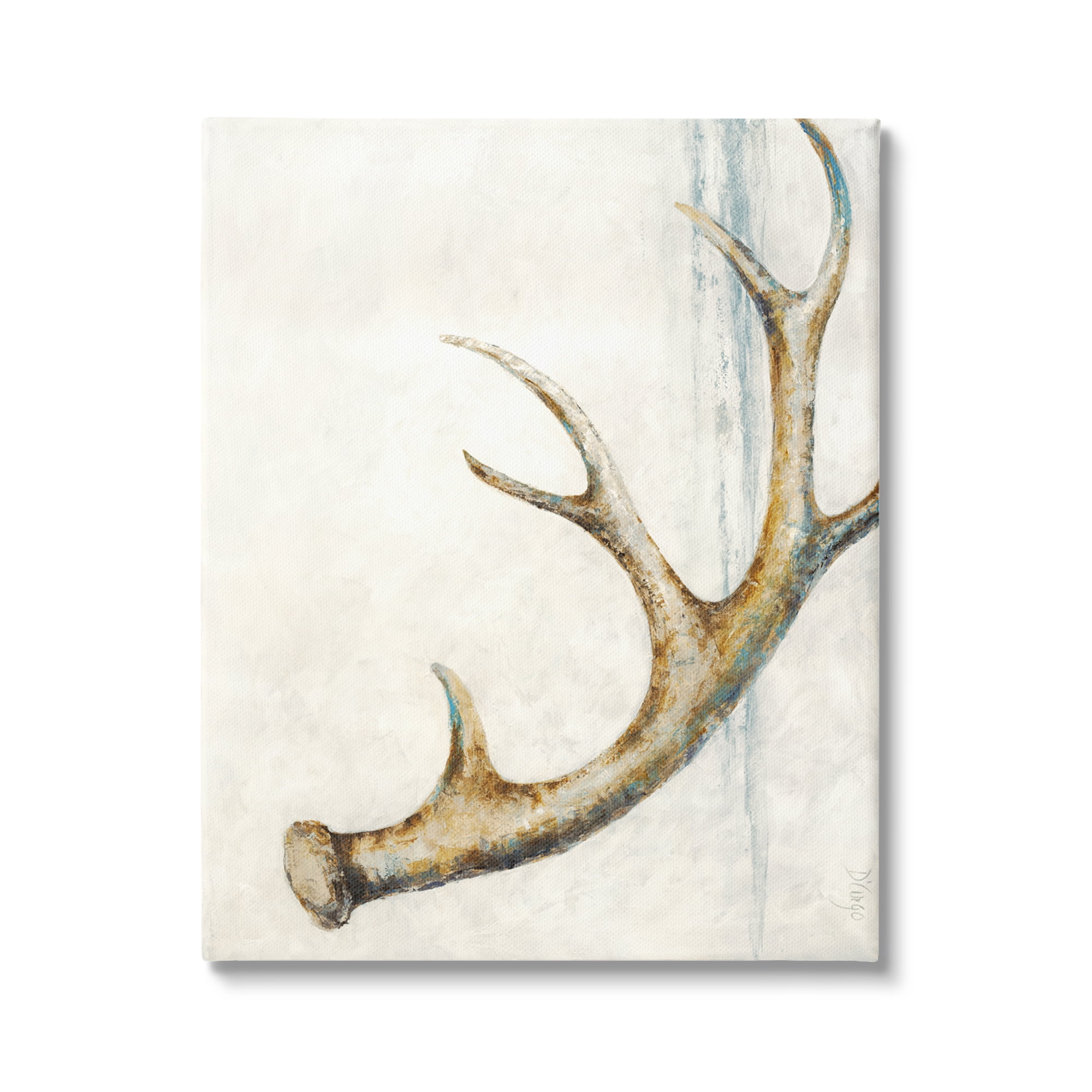 Abstract Deer Antler Design Blue Accents Canvas Wall Art, 24 x 30