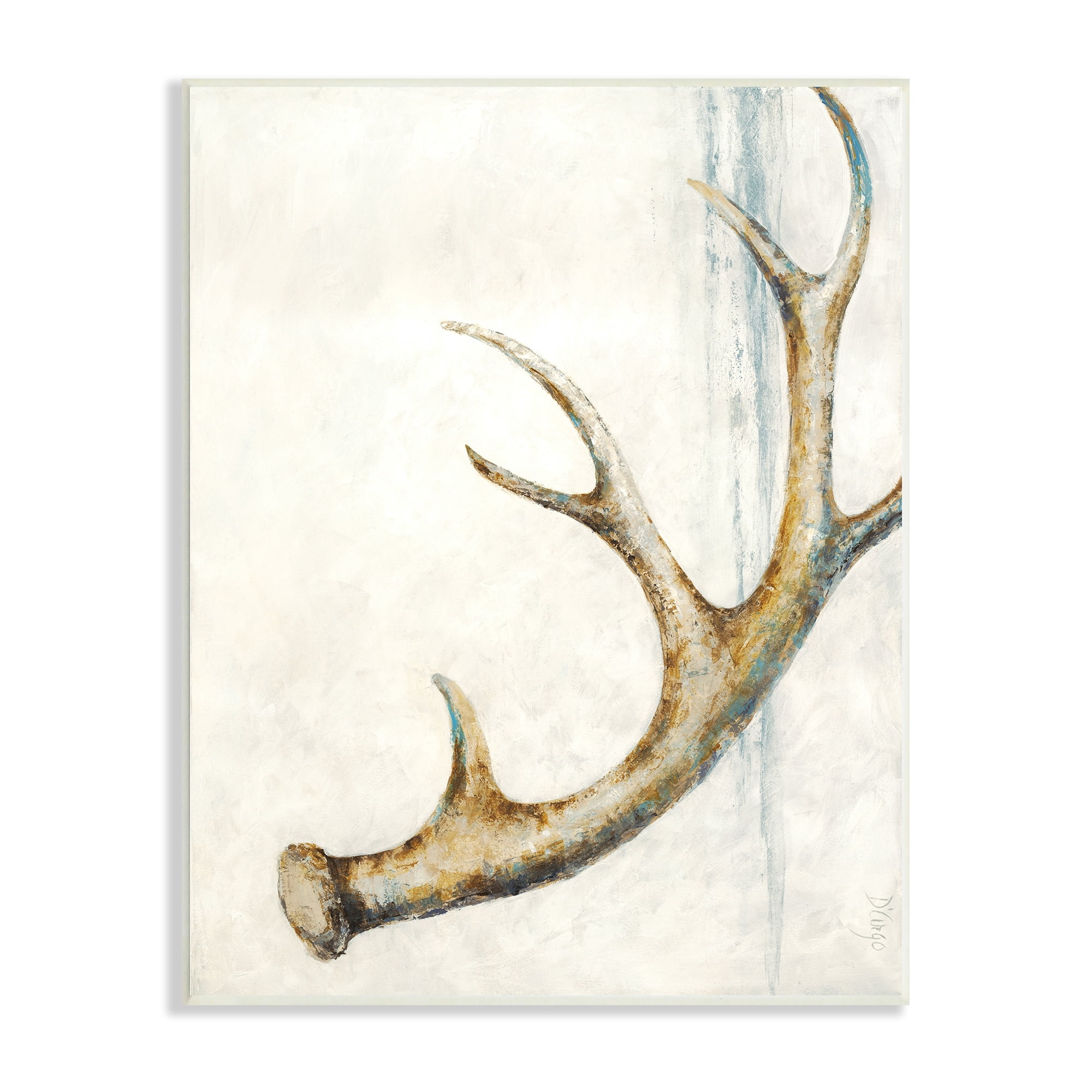 Stupell Industries Abstract Deer Antler Design Blue Accents Painting Wood Wall Art, 13 x 19, Design by Dina D'Argo