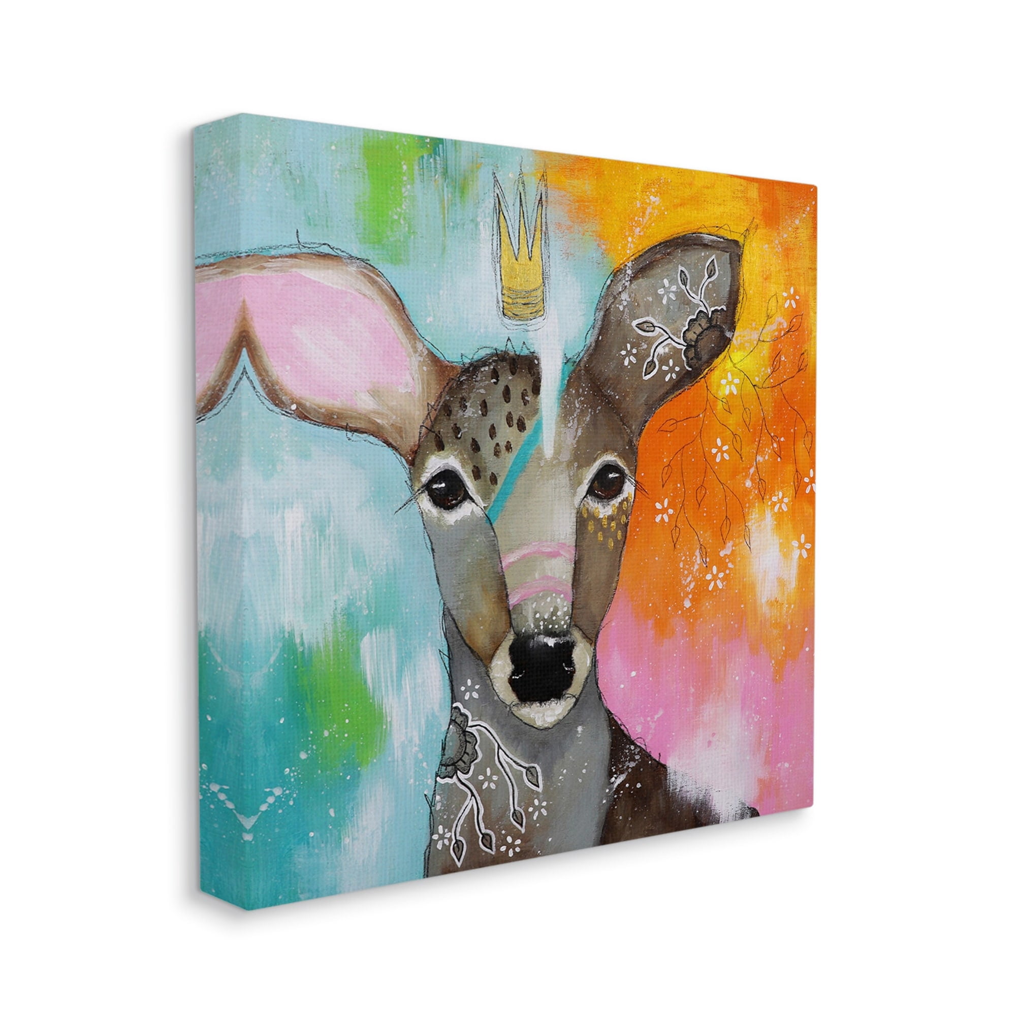 Stupell Industries Abstract Deer Portrait Mystical Forest Animal Charm Canvas Wall Art by The Secret Hermit