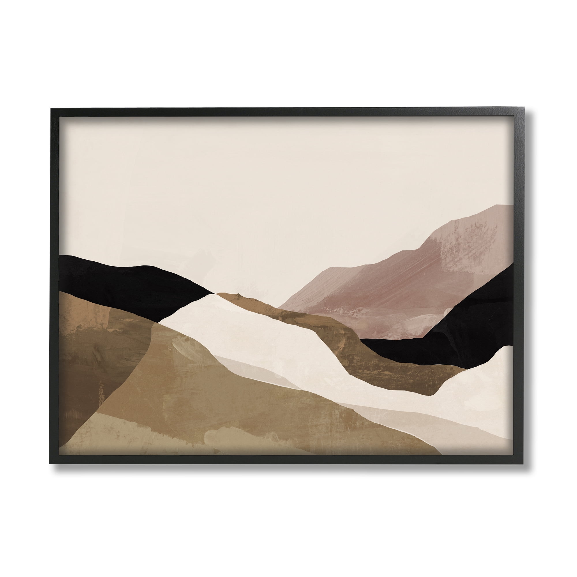 Stupell Industries Abstract Desert Dunes Collage Abstract Painting Black Framed Art Print Wall Art, 20 x 16