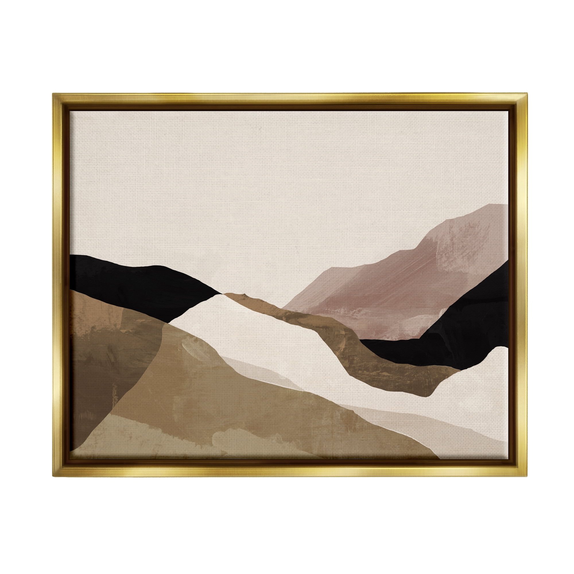 Stupell Industries Abstract Desert Dunes Collage Abstract Painting Gold Floater Framed Canvas Art Print Wall Art, 31 x 25