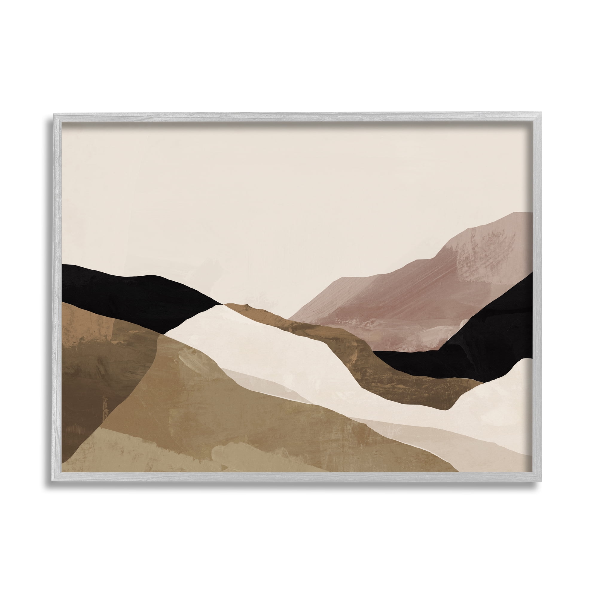 Stupell Industries Abstract Desert Dunes Collage Abstract Painting Gray Framed Art Print Wall Art, 20 x 16