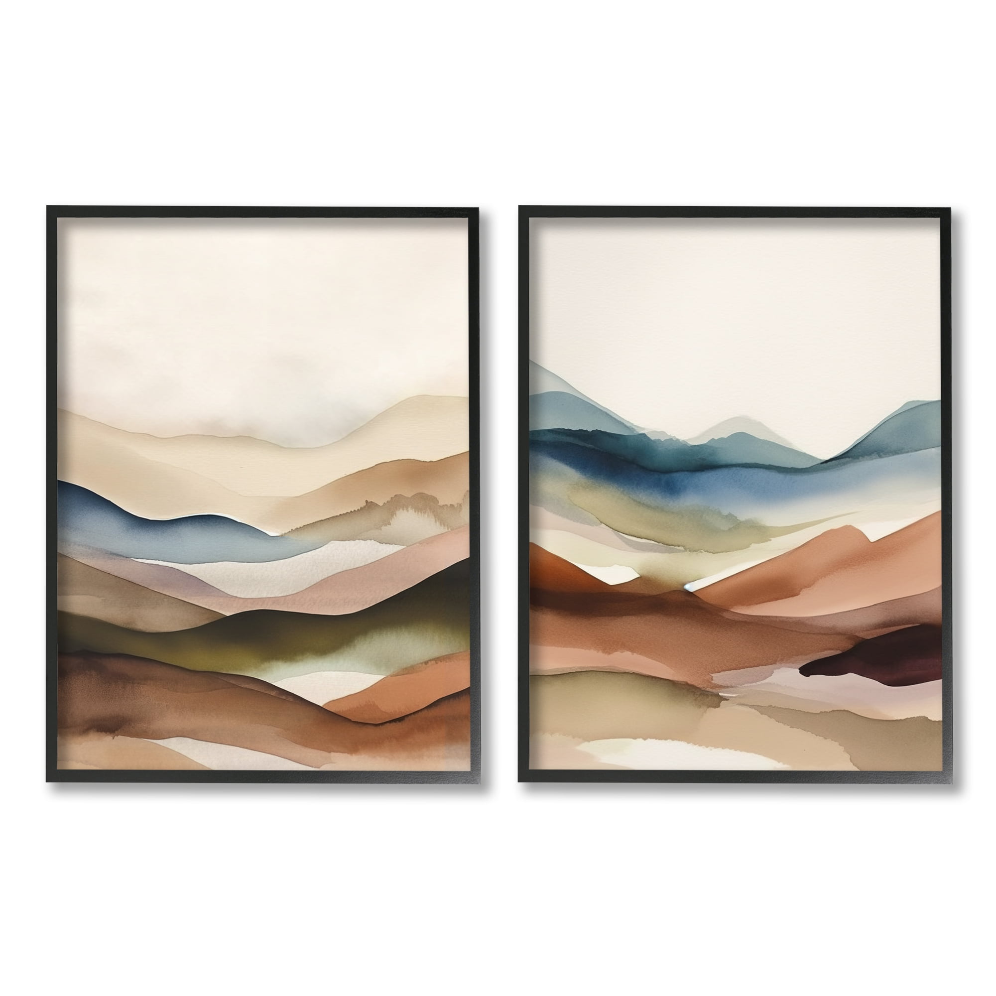 Stupell Industries Abstract Desert Dunes Landscape Painting Black Framed Art Print Wall Art, 24 x 30