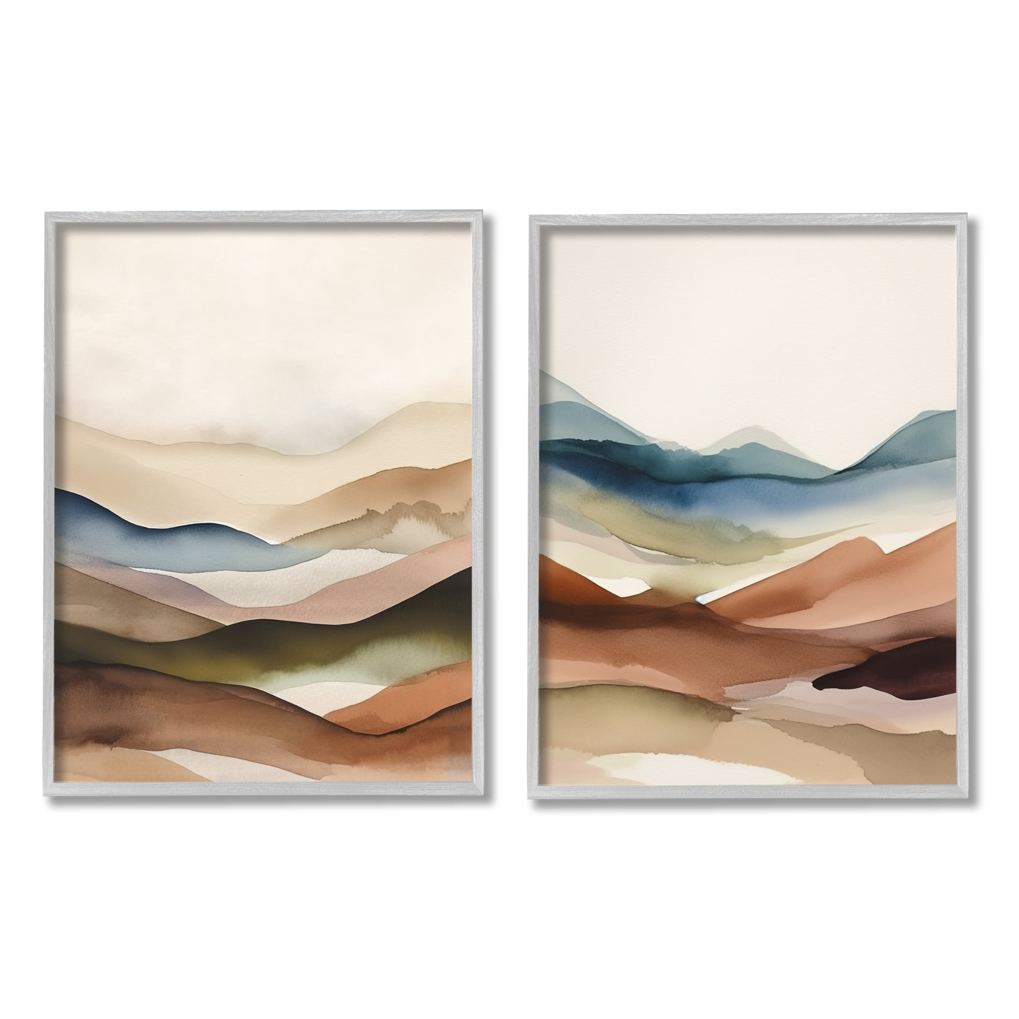 Stupell Industries Abstract Desert Dunes Landscape Painting Gray Framed Art Print Wall Art, 24 x 30