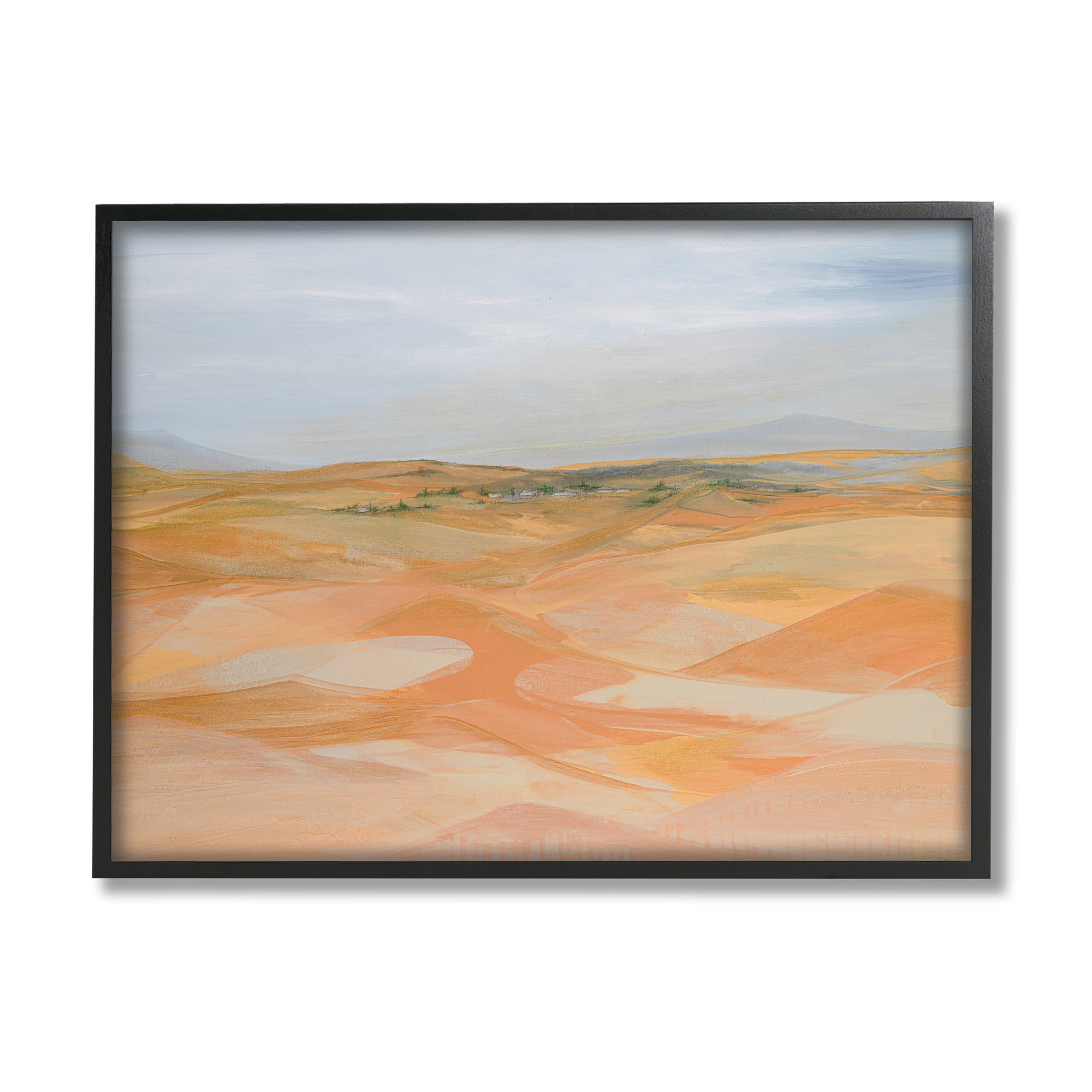Stupell Industries Abstract Desert Dunes Nature Painting Black Framed Art Print Wall Art, 30 x 24