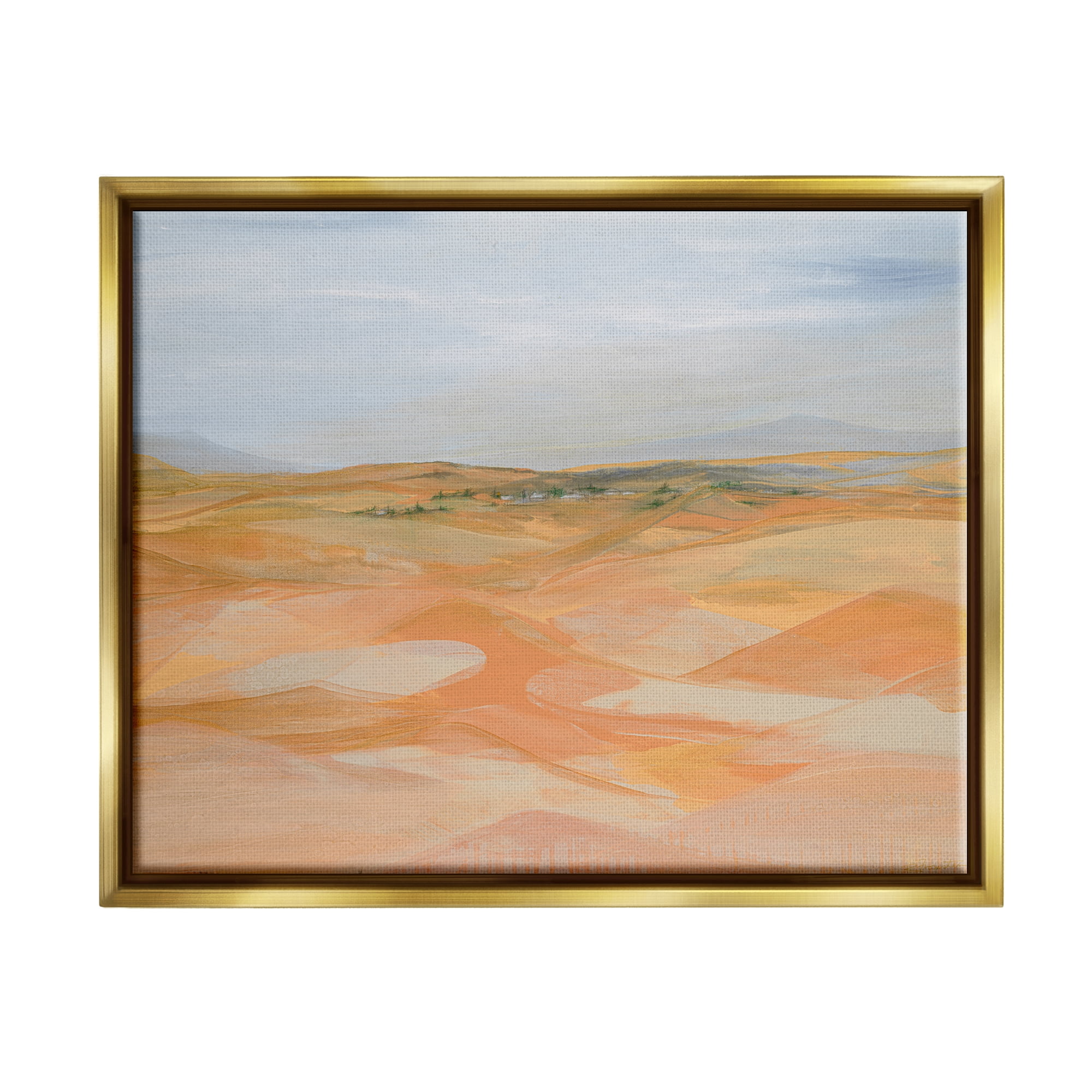 Stupell Industries Abstract Desert Dunes Nature Painting Gold Floater Framed Art Print Wall Art, 21 x 17