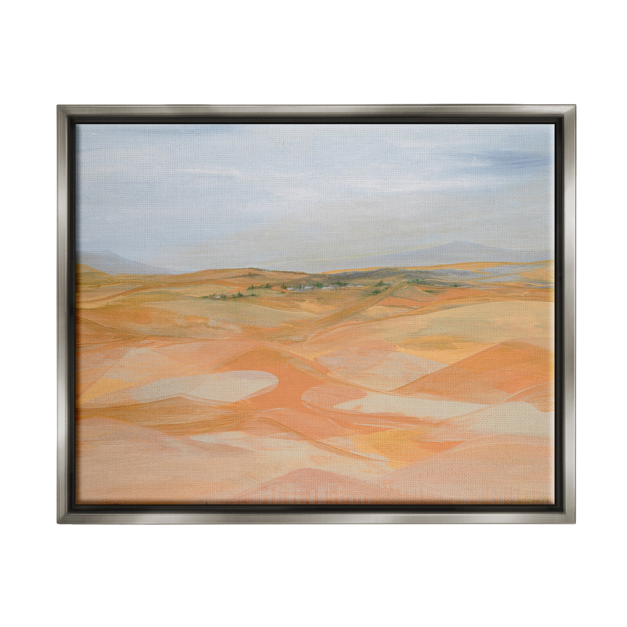 Stupell Industries Abstract Desert Dunes Nature Painting Gray Floater Framed Art Print Wall Art, 21 x 17