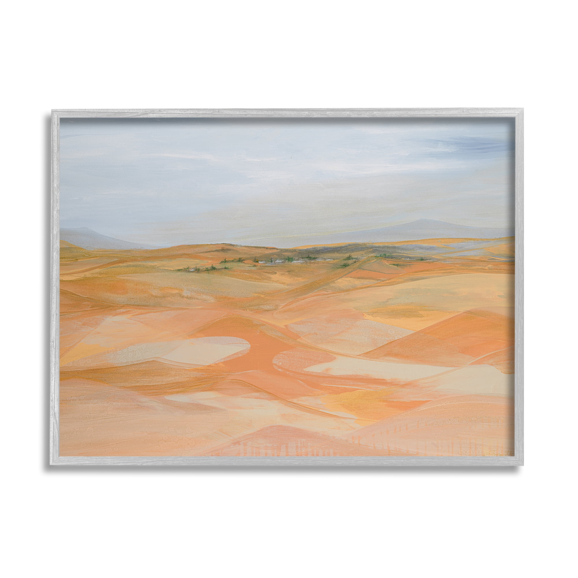 Stupell Industries Abstract Desert Dunes Nature Painting Gray Framed Art Print Wall Art, 30 x 24