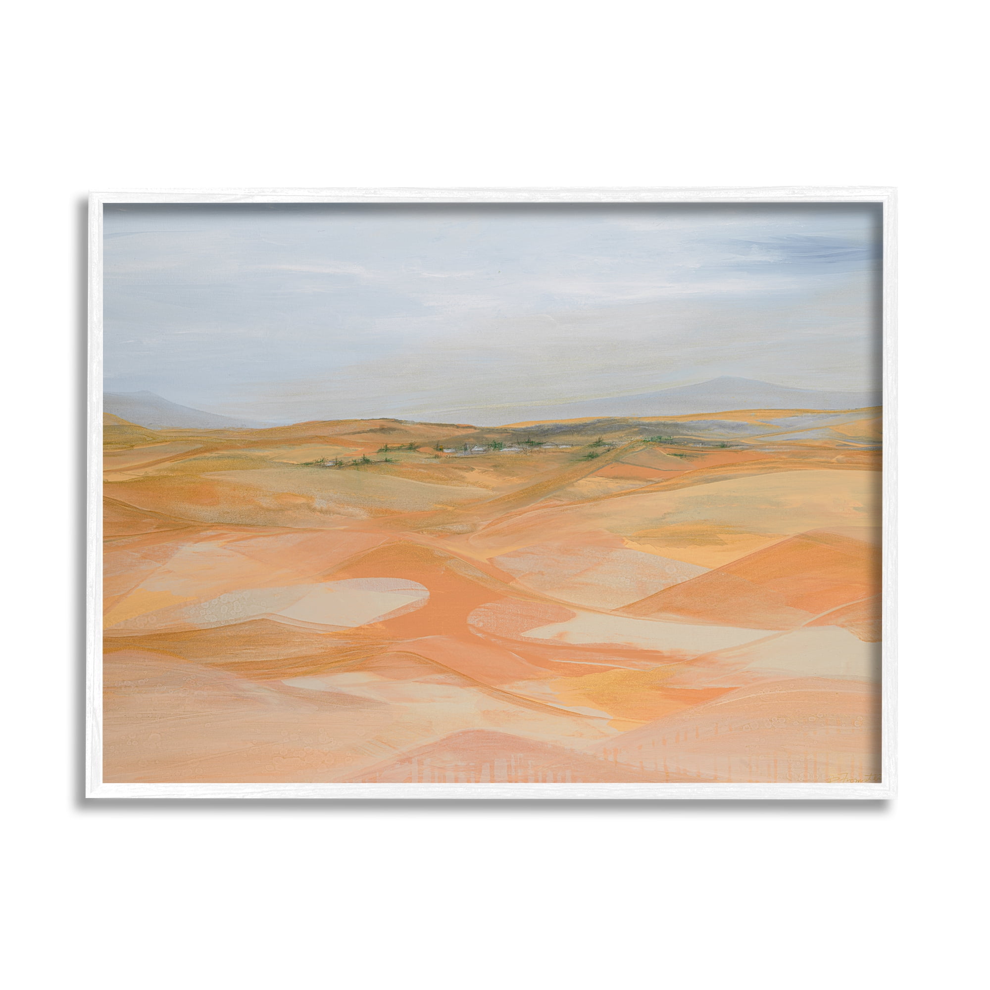 Stupell Industries Abstract Desert Dunes Nature Painting White Framed Art Print Wall Art, 14 x 11
