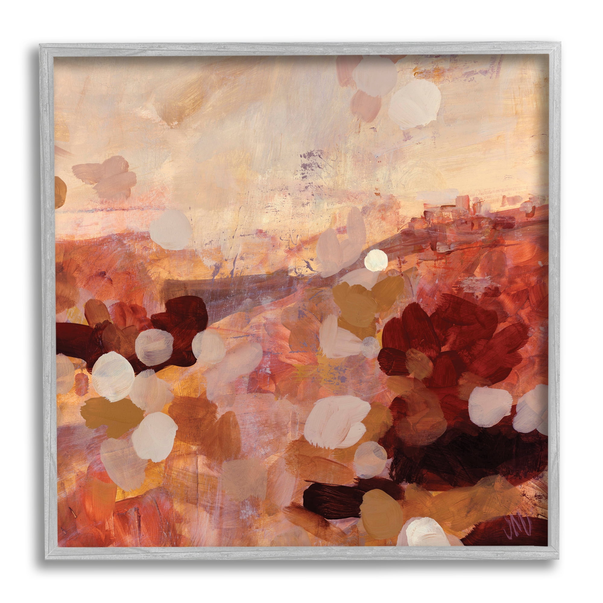 Stupell Industries Abstract Desert Landscape Abstract Painting Gray Framed Art Print Wall Art, 12 x 12