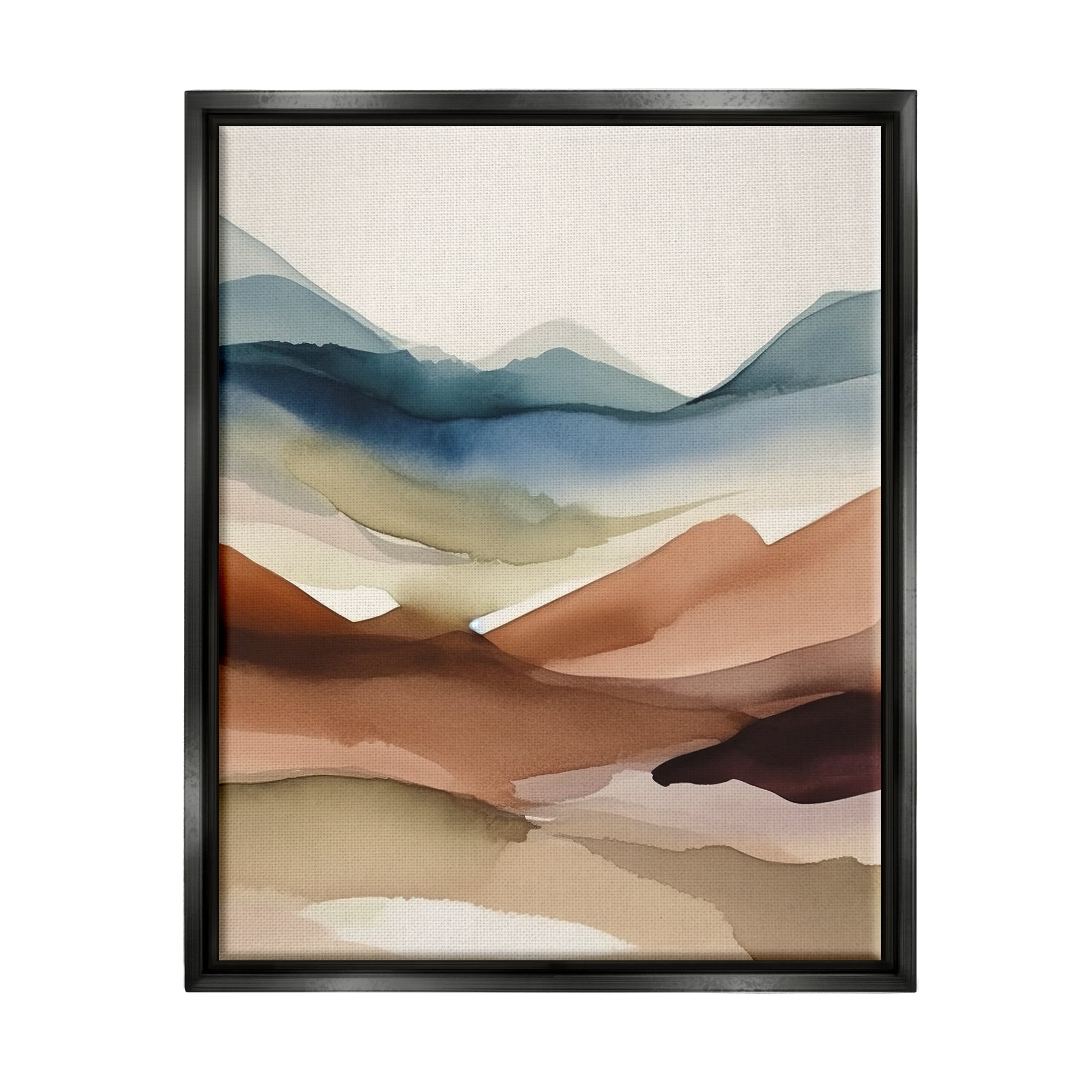 Stupell Industries Abstract Desert Landscape Landscape Painting Black Floater Framed Canvas Art Print Wall Art, 17 x 21