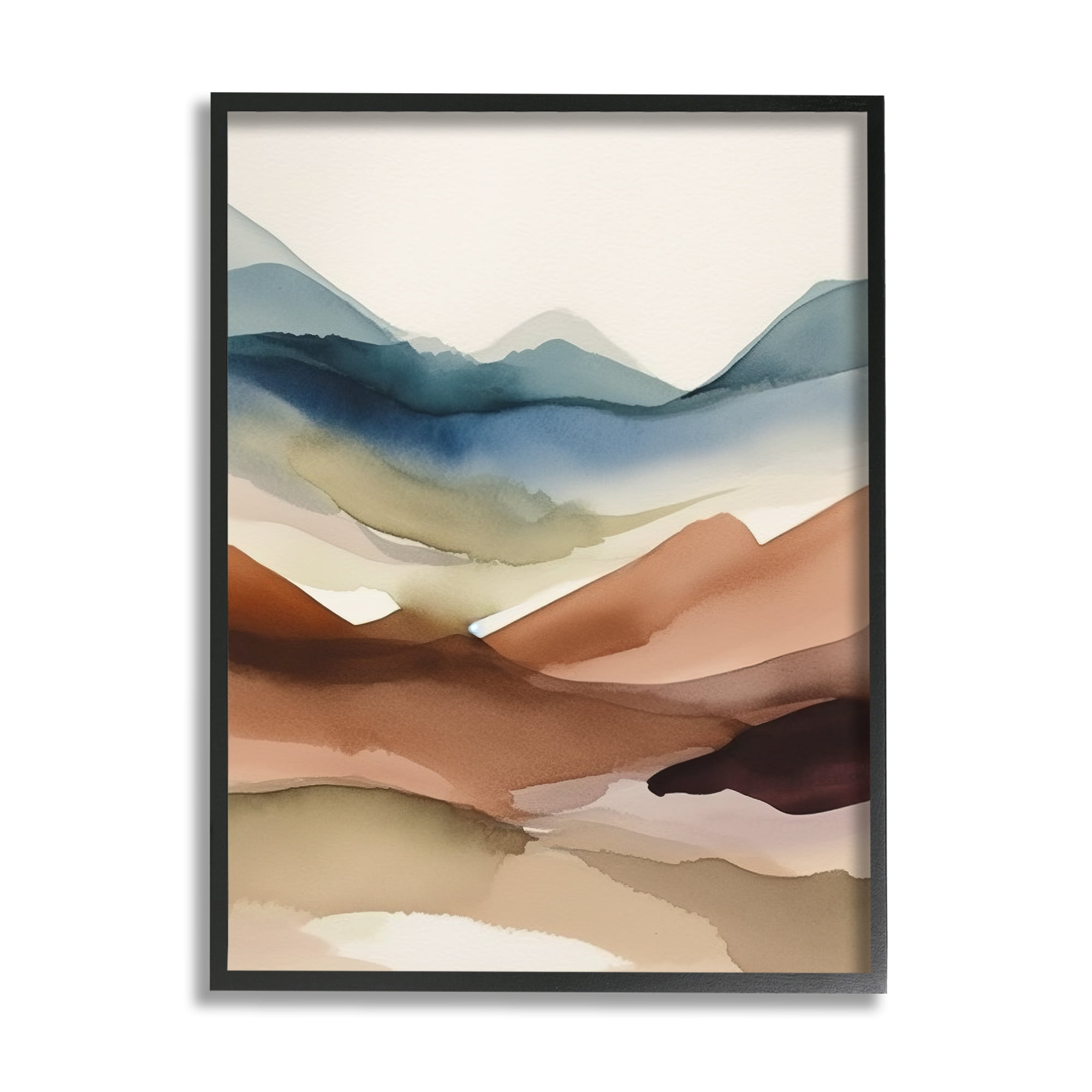 Stupell Industries Abstract Desert Landscape Landscape Painting Black Framed Art Print Wall Art, 16 x 20