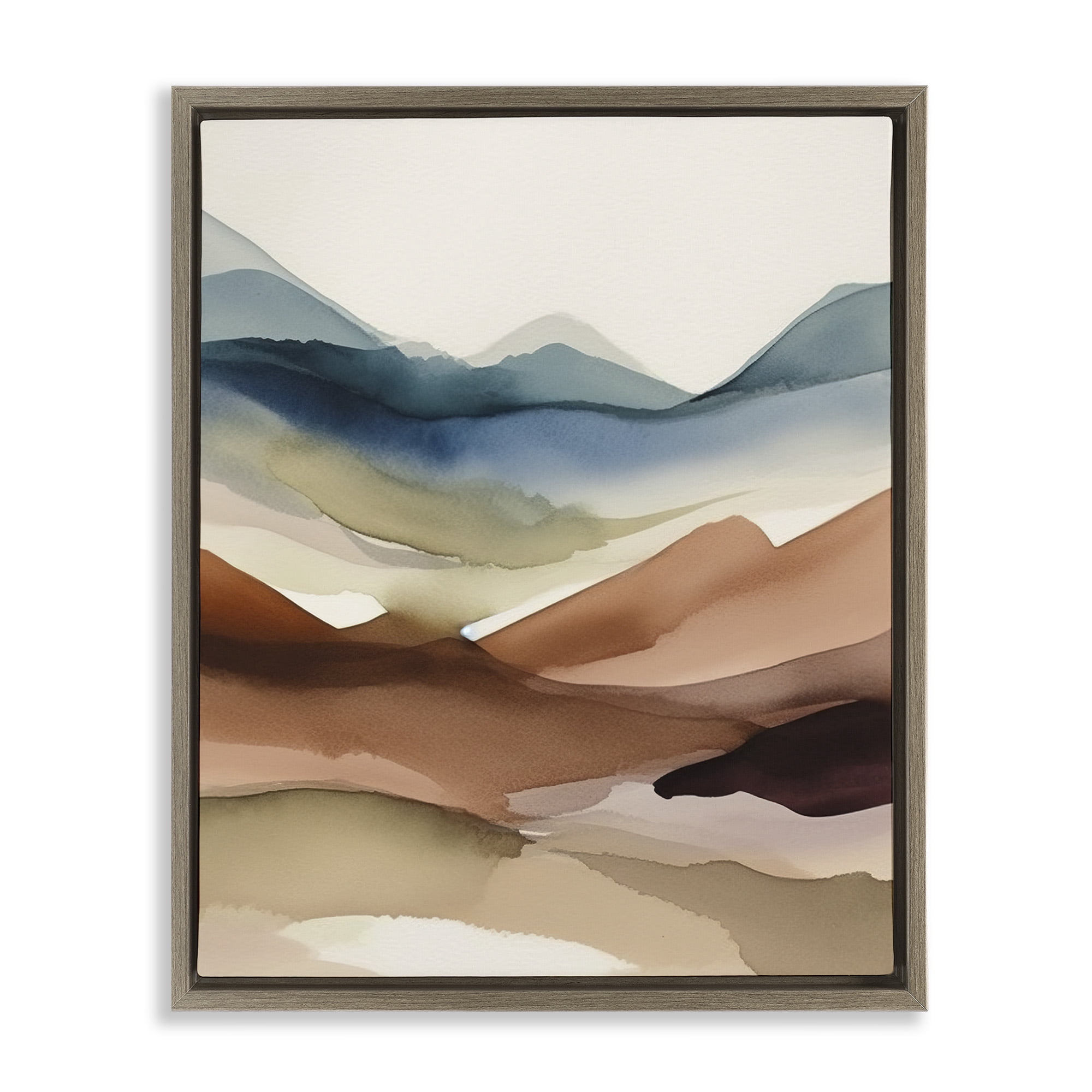Stupell Industries Abstract Desert Landscape Landscape Painting Brown Floater Framed Canvas Art Print Wall Art, 25 x 31