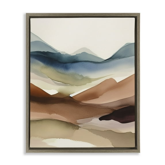 Stupell Industries Abstract Desert Landscape Landscape Painting Brown Floater Framed Canvas Art Print Wall Art, 25 x 31