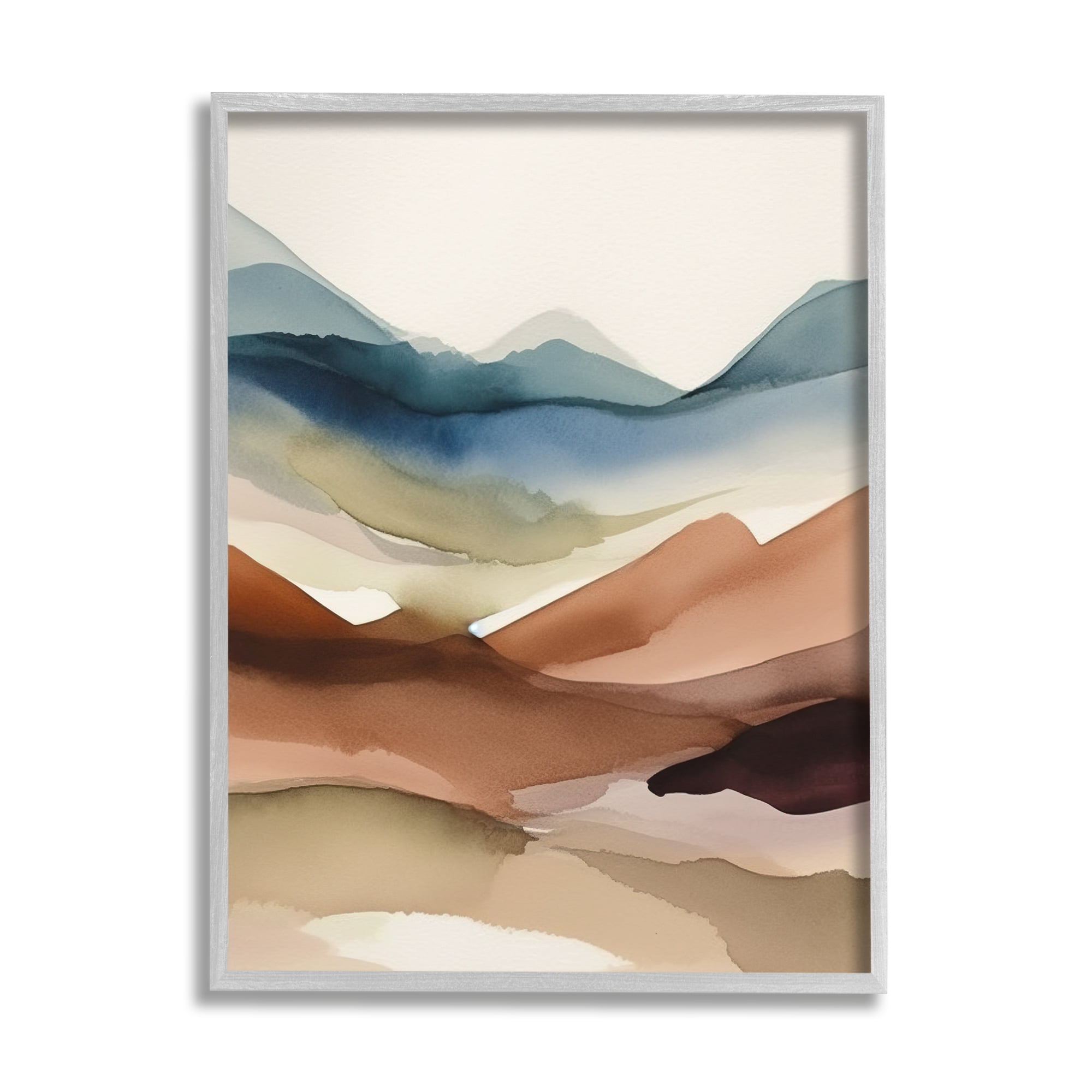 Stupell Industries Abstract Desert Landscape Landscape Painting Gray Framed Art Print Wall Art, 24 x 30