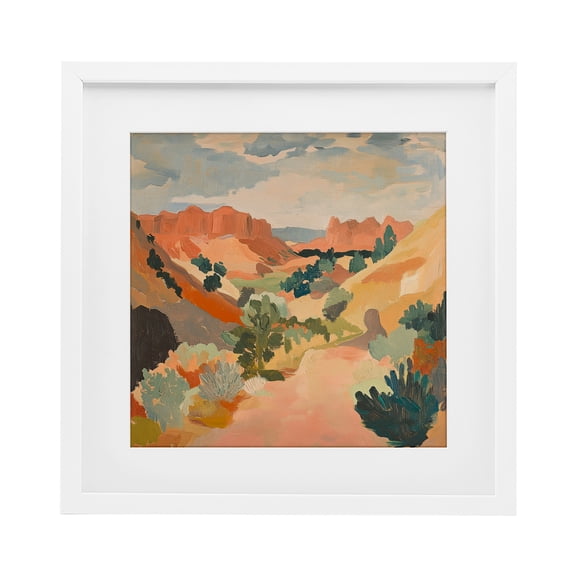 Stupell Industries Abstract Desert Scene White Framed Print Under Glass design by Petal Prints Design, 13 x 13