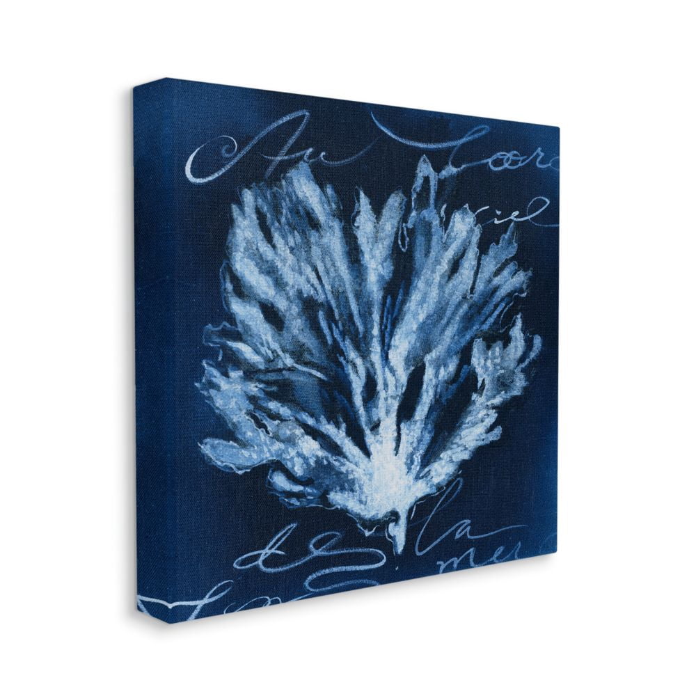 Stupell Industries Abstract Design Coral Script Nautical Blue White Canvas Wall Art Design by Liz Jardine, 30" x 30"