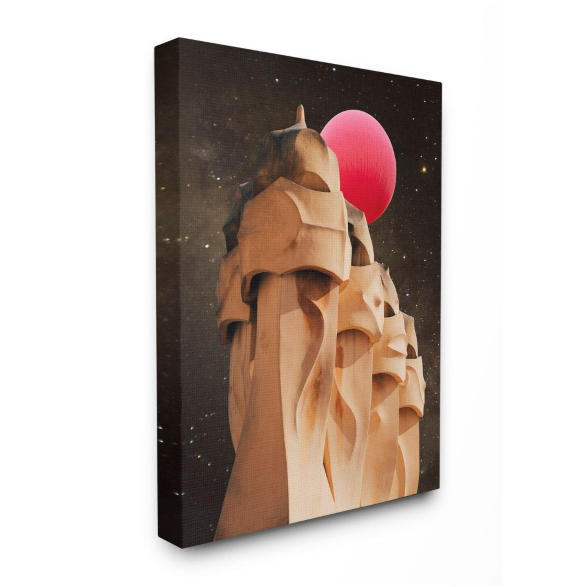 Stupell Industries Abstract Dessert Night Sky Constellations Pink Moon Design by Ziwei Li, 16" x 20"