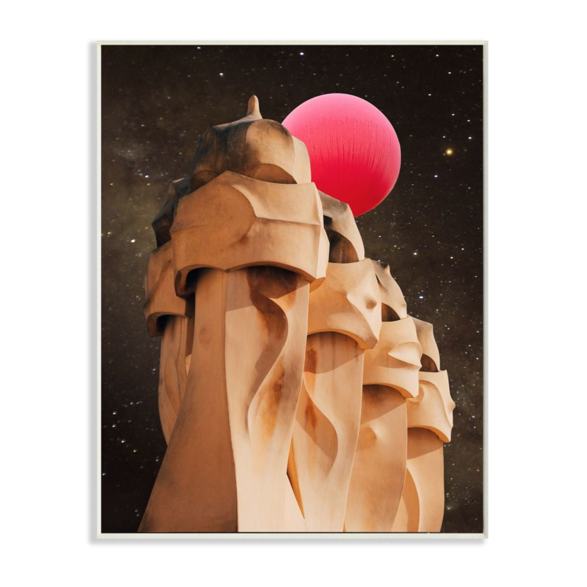 Stupell Industries Abstract Dessert Night Sky Constellations Pink Moon Design by Ziwei Li