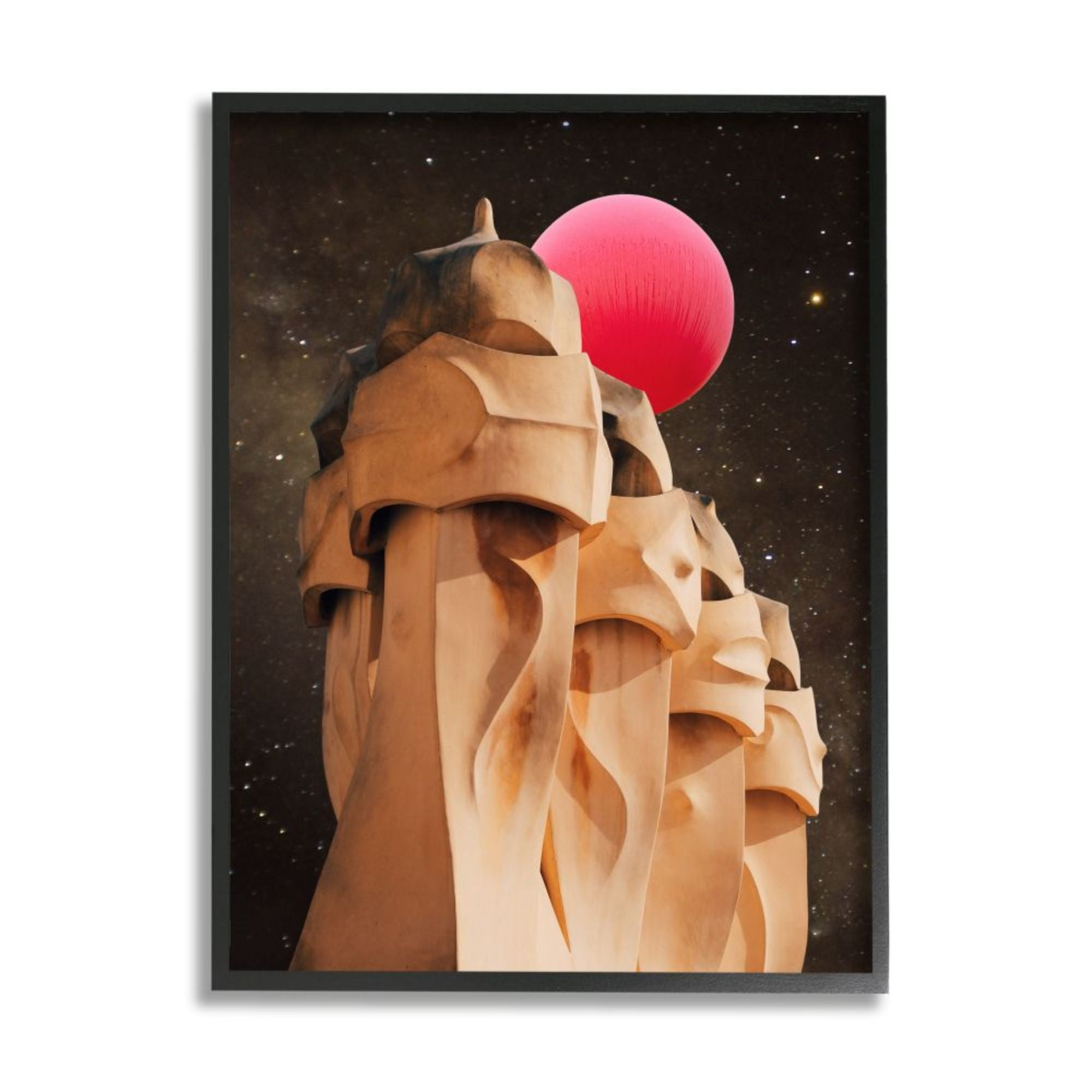 Stupell Industries Abstract Dessert Night Sky Constellations Pink Moon Design by Ziwei Li