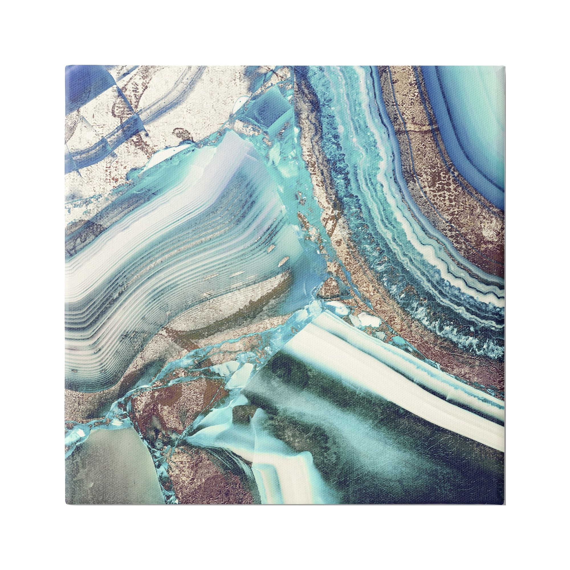 Stupell Industries Abstract Detailed Blue Turquoise Agate Geode Rock Design Modern Painting Gallery-Wrapped Canvas Print Wall Art, 36 x 36, Design by Mindy Sommers